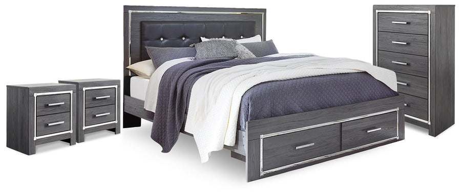 Lodanna Panel Storage Bed, Chest and 2 Nightstands