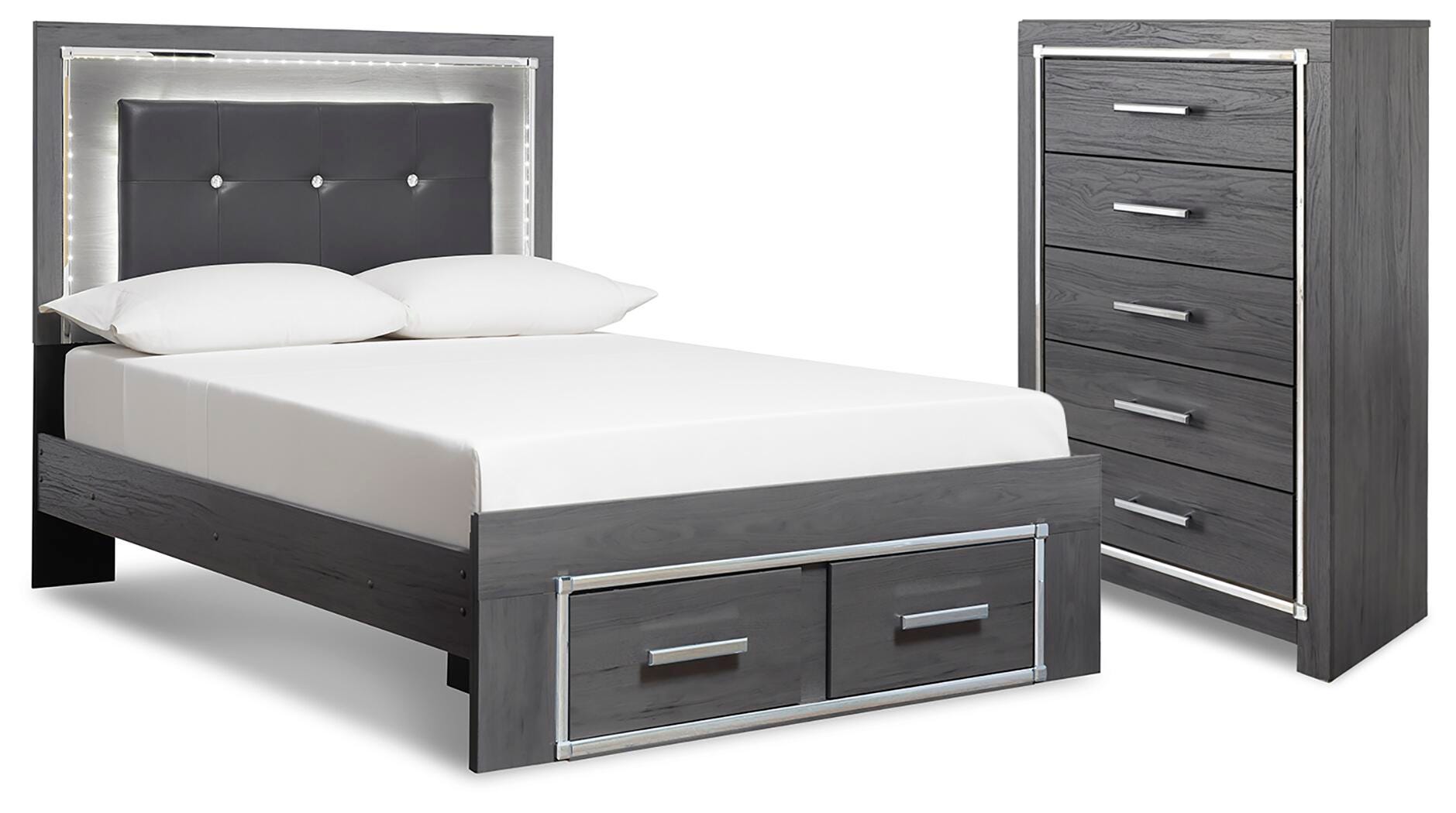 Lodanna Upholstered Panel Storage Bed and Chest