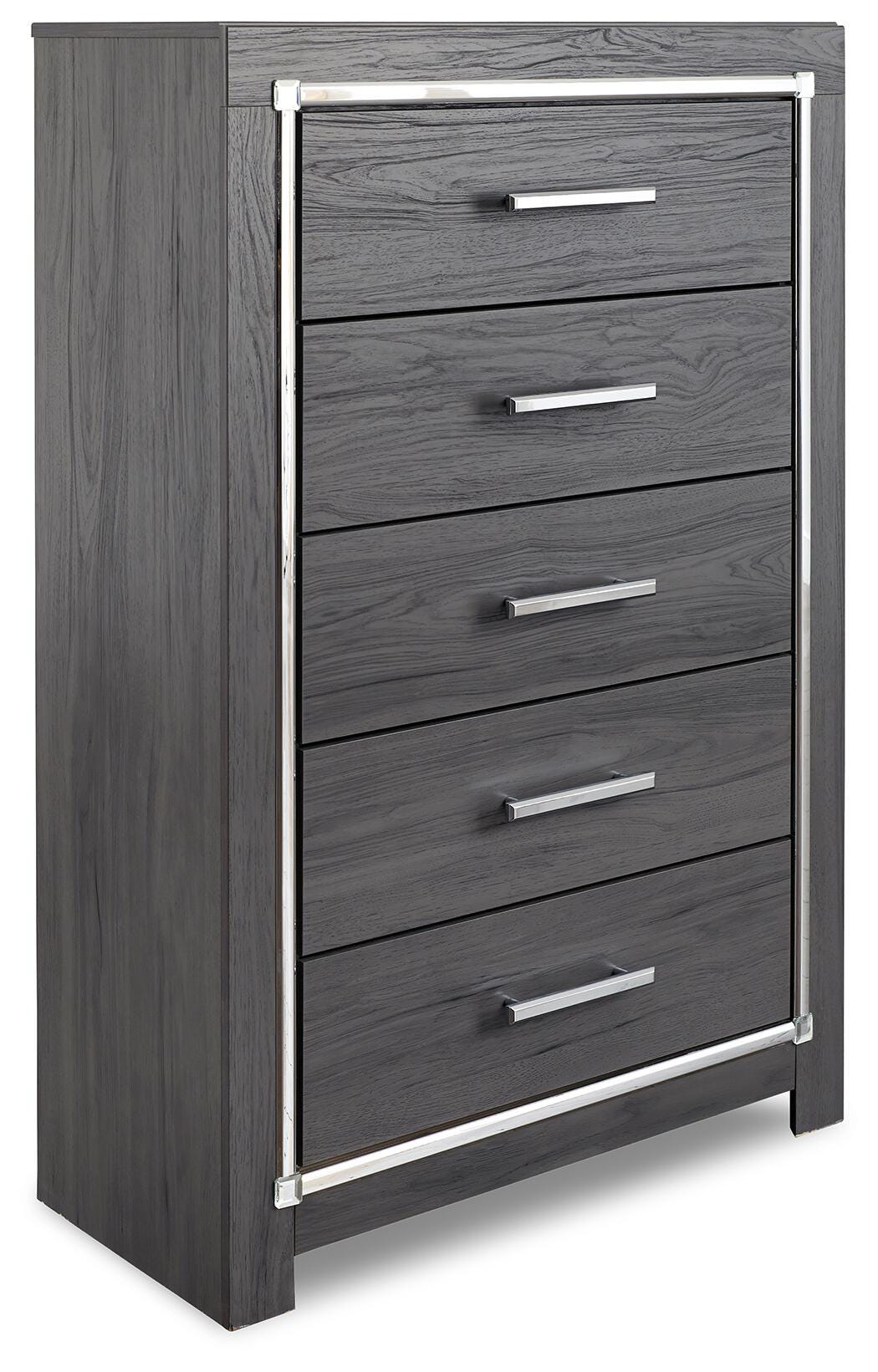 Lodanna Upholstered Storage Bed, Dresser, Mirror, Chest and Nightstand