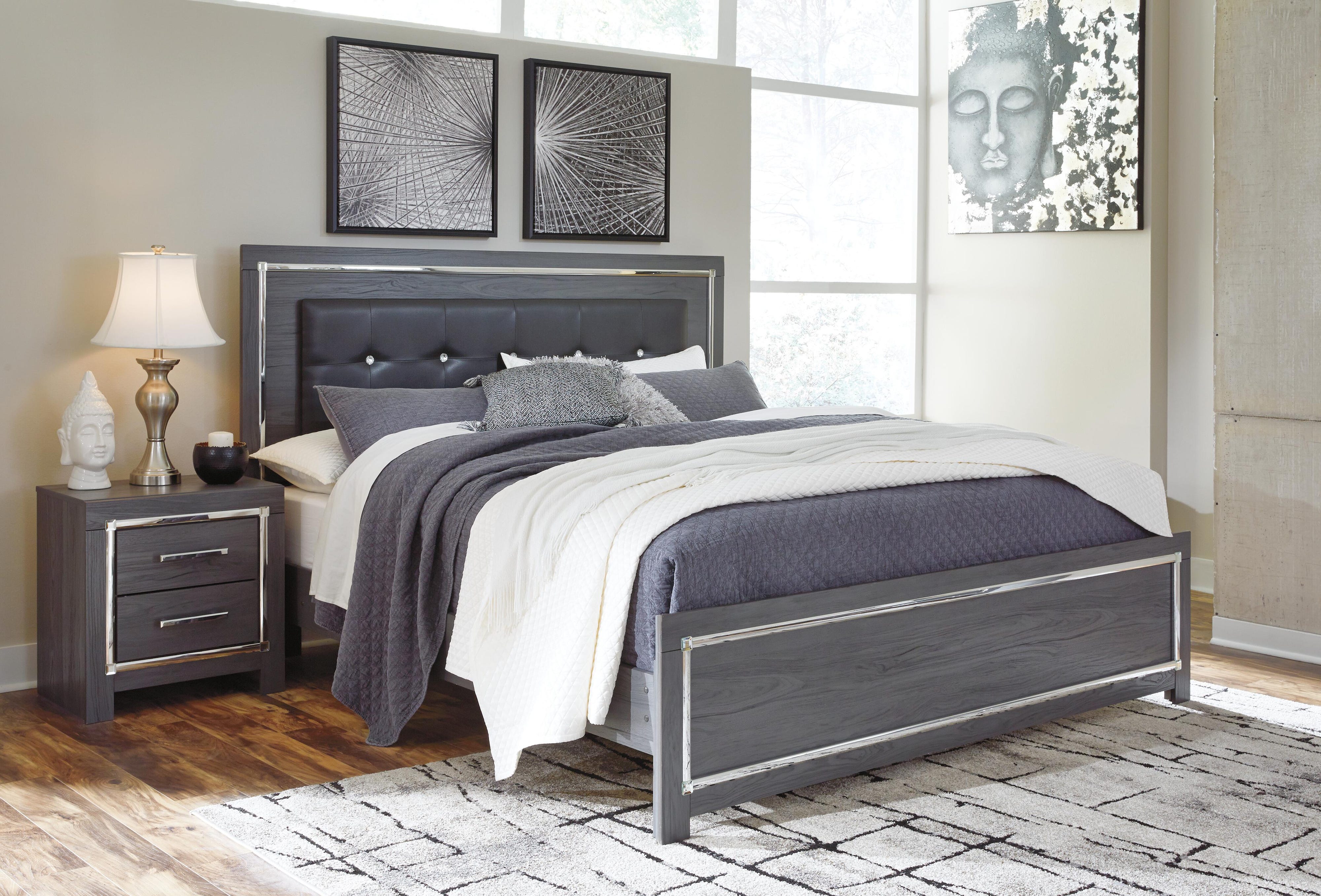 Lodanna Upholstered Panel Bed, Dresser and Nightstand