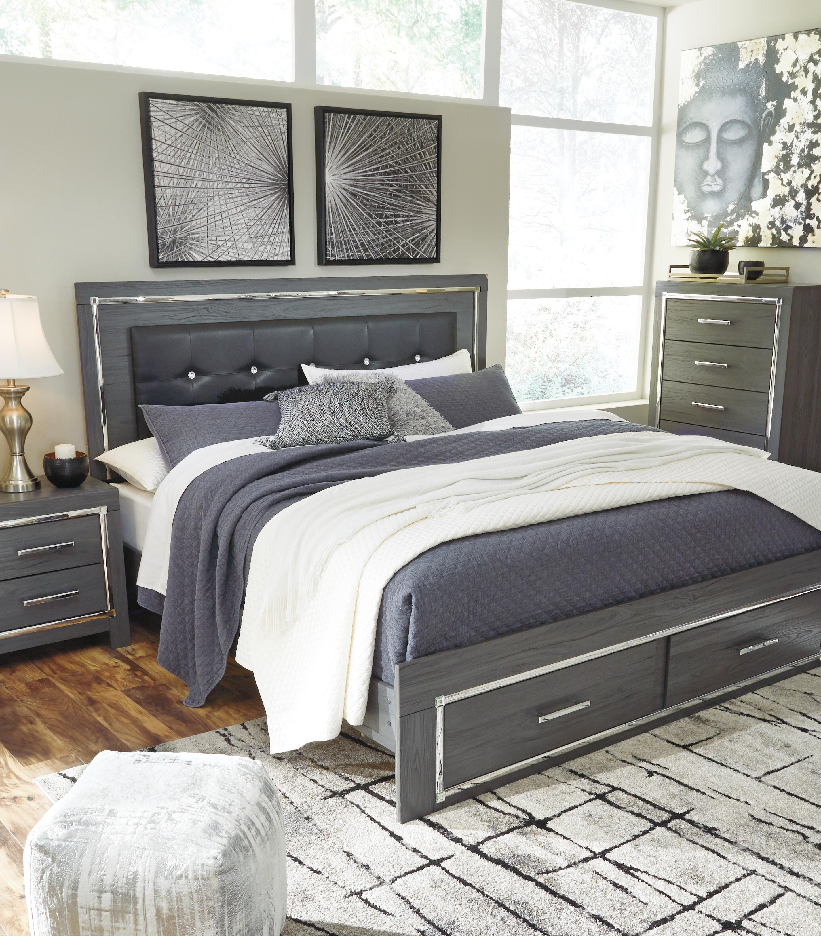 Lodanna Panel Bed with 2 Storage Drawers
