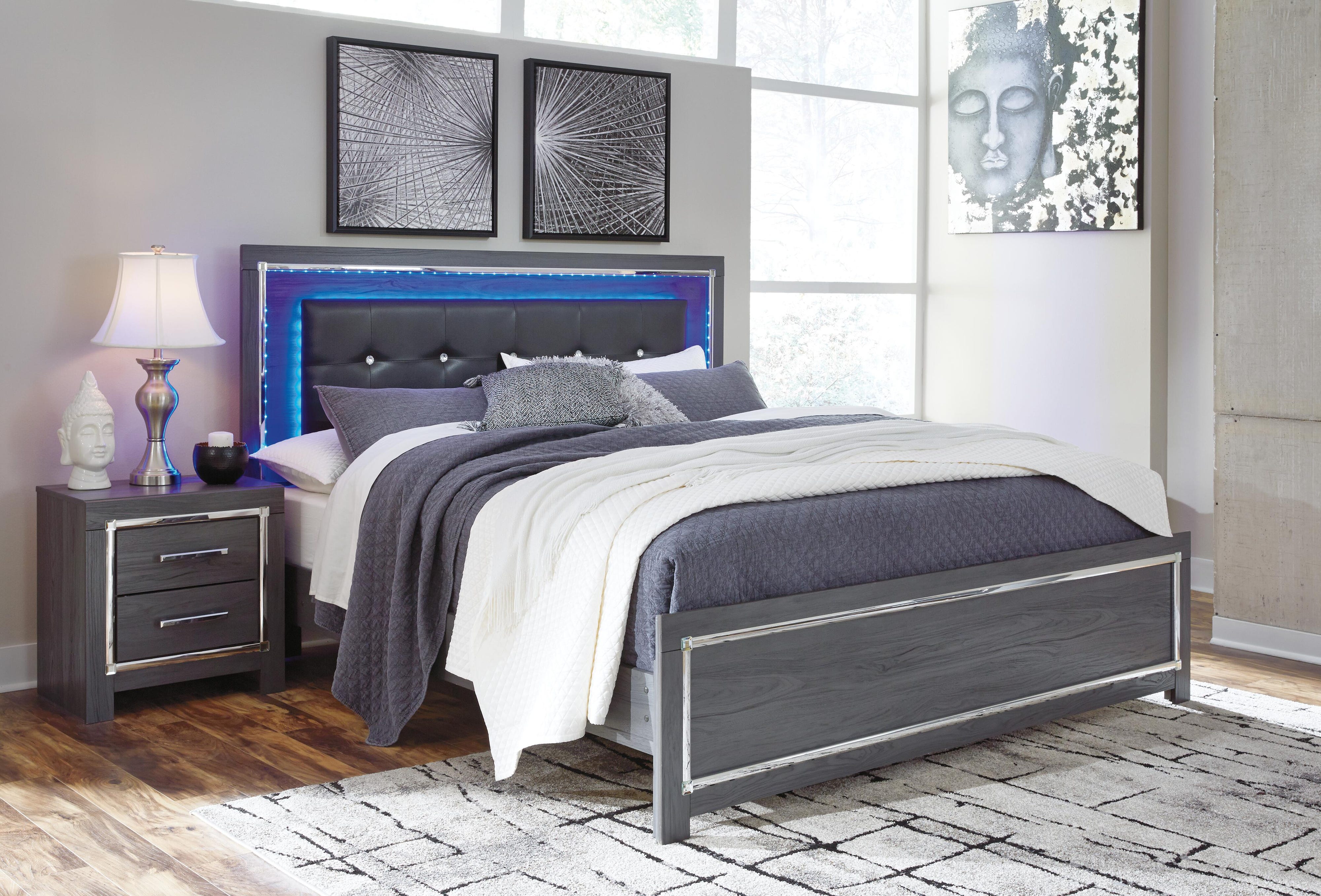 Lodanna Upholstered Panel Bed, Dresser and Nightstand