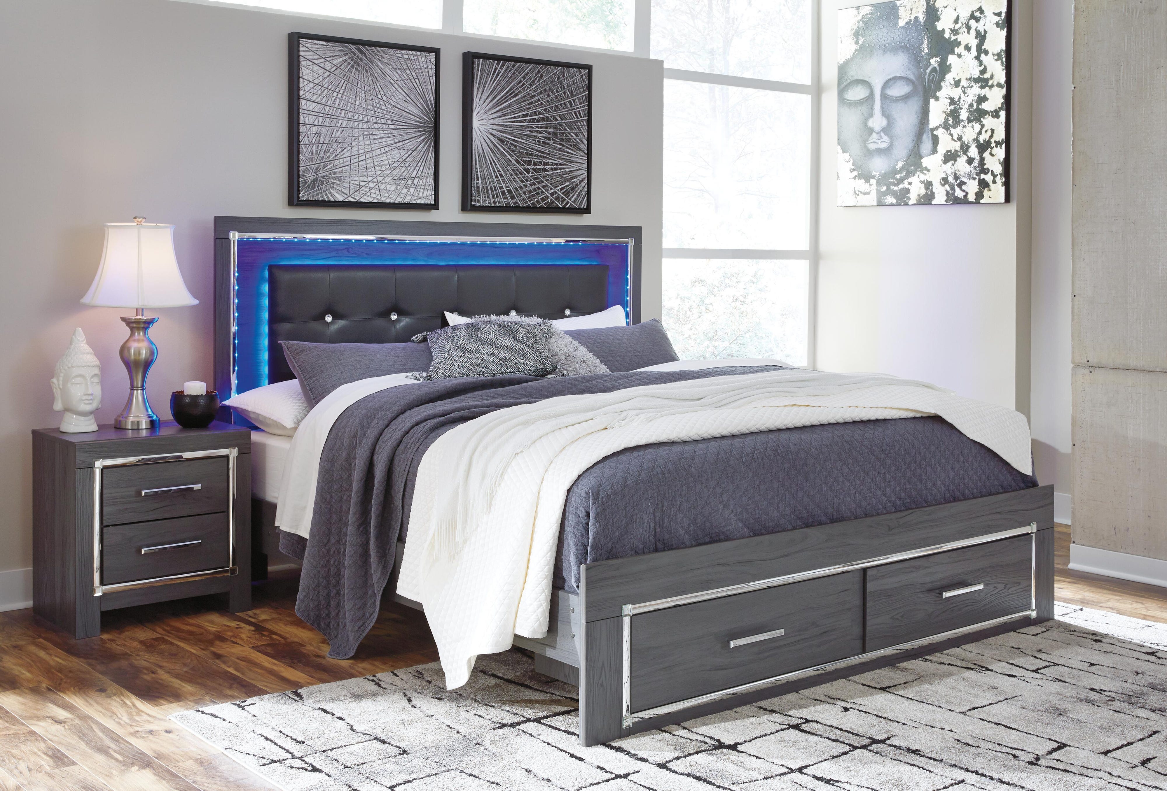 Lodanna Panel Bed with 2 Storage Drawers with Dresser