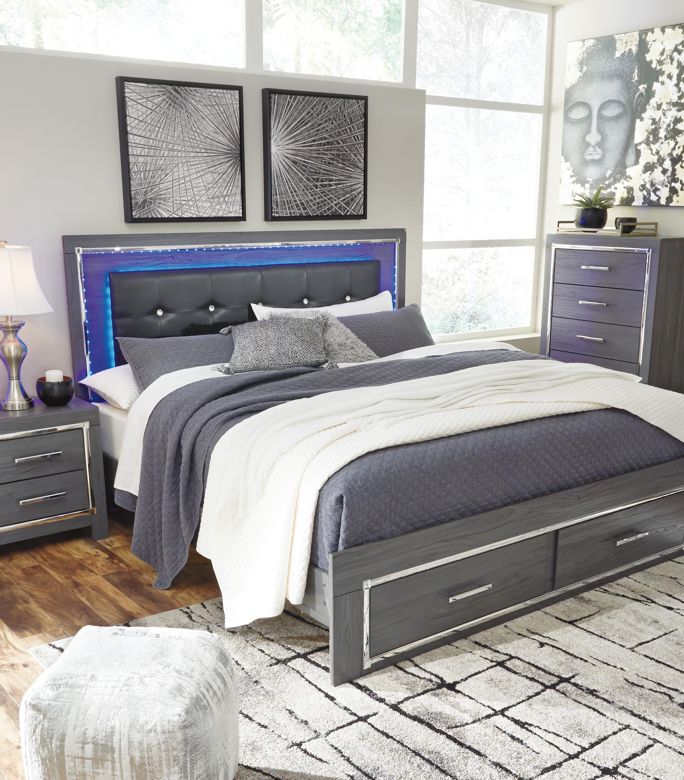 Lodanna Panel Bed with 2 Storage Drawers