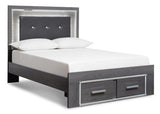 Lodanna Panel Bed with 2 Storage Drawers with Mirrored Dresser and 2 Nightstands