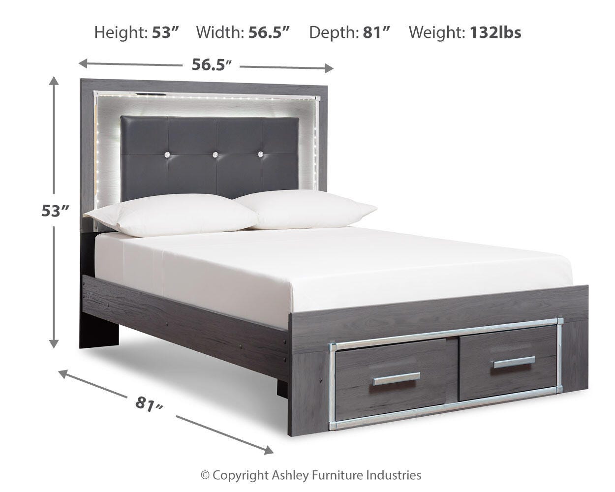 Lodanna Upholstered Panel Storage Bed, Dresser, Mirror, and Nightstand