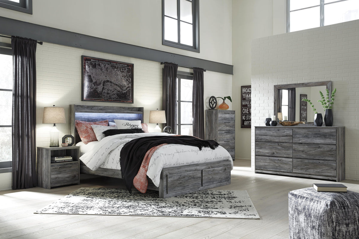 Baystorm Panel Storage Bed, Dresser, Mirror, Chest and 2 Nightstands