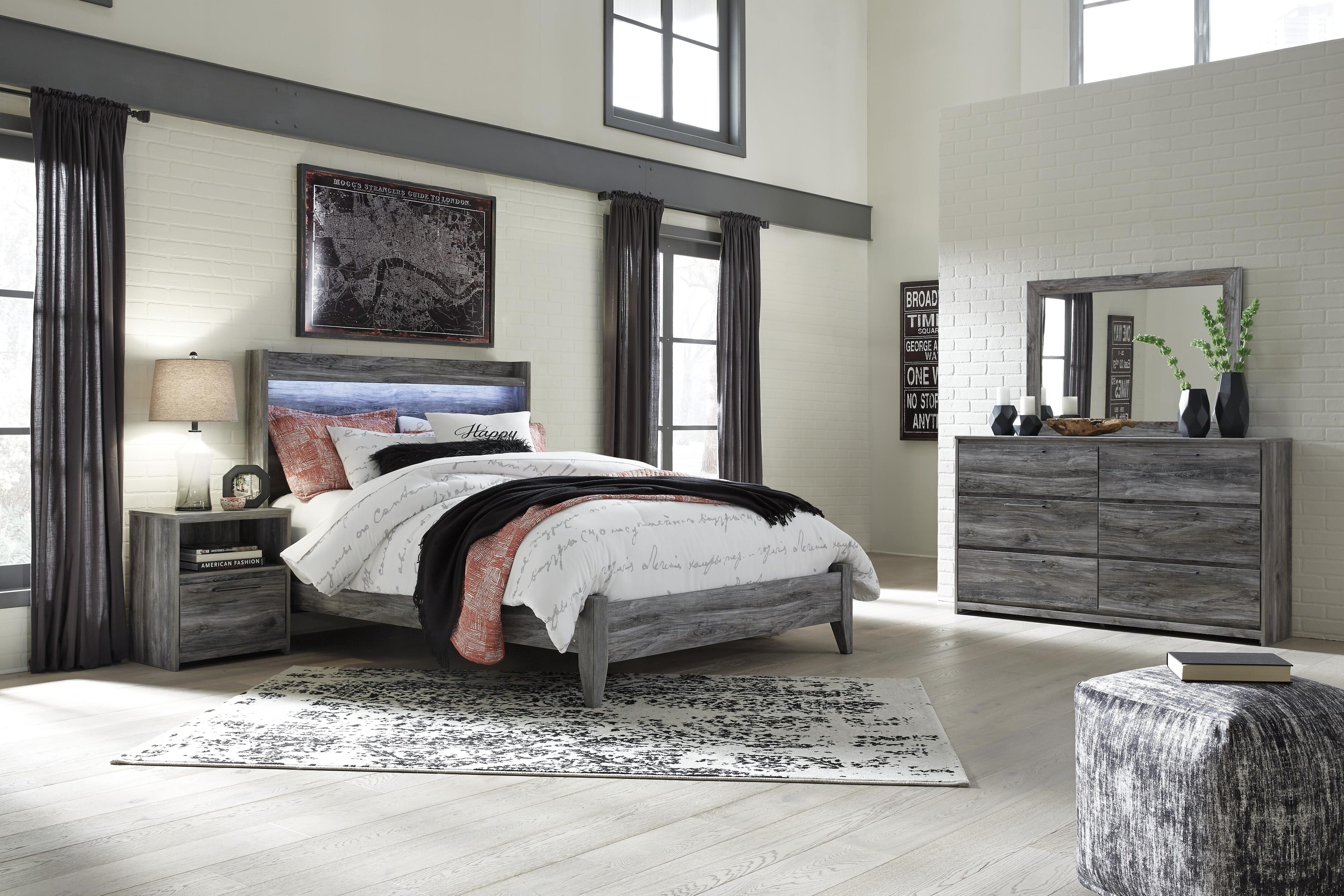 Baystorm Panel Bed, Dresser, Mirror and Nightstand
