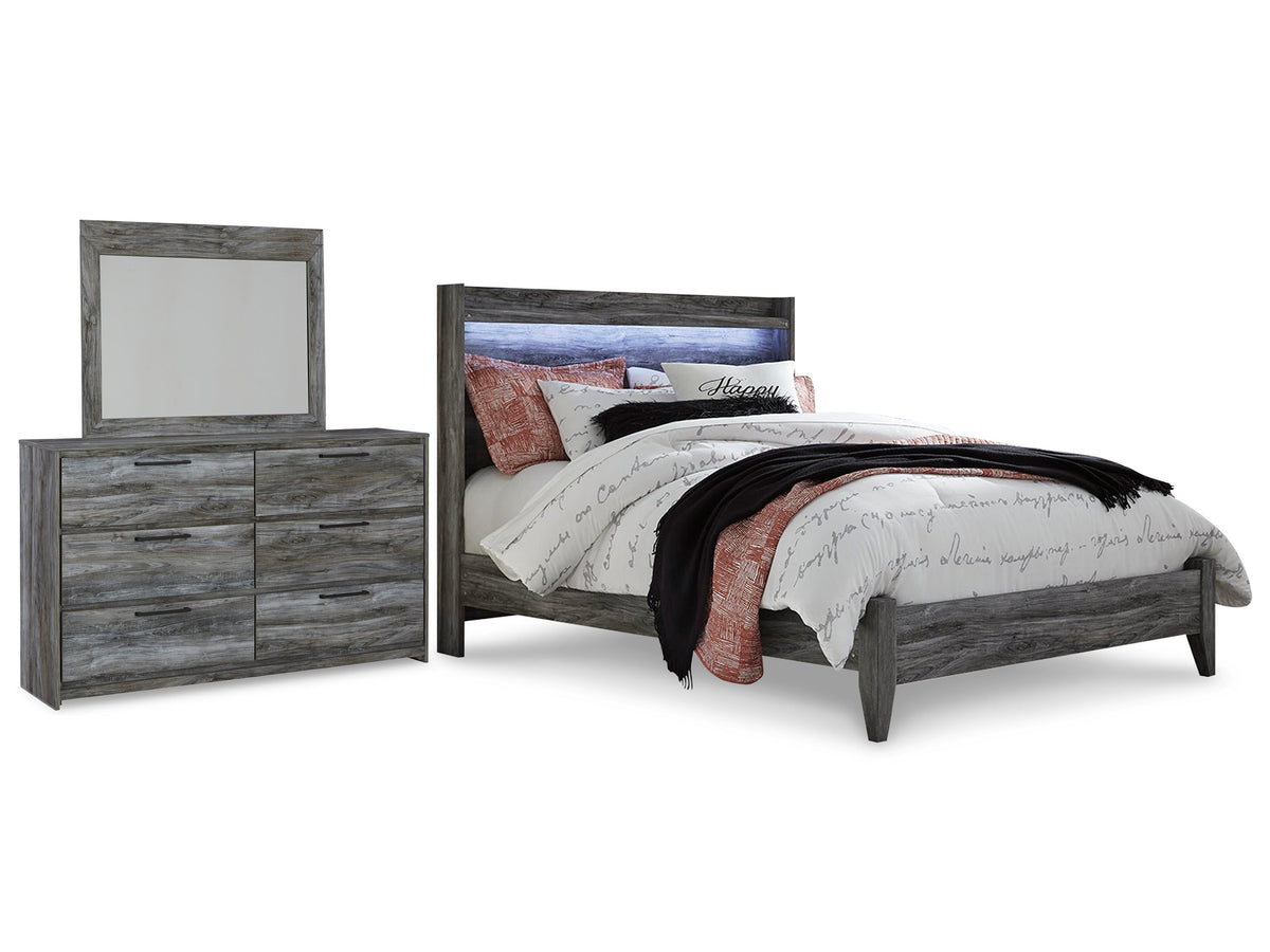 Seagrant Panel Bed with Mirrored Dresser