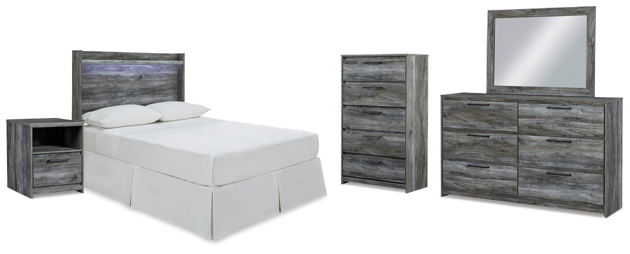 Baystorm Panel Headboard Bed. Dresser, Mirror, Chest and Nightstand