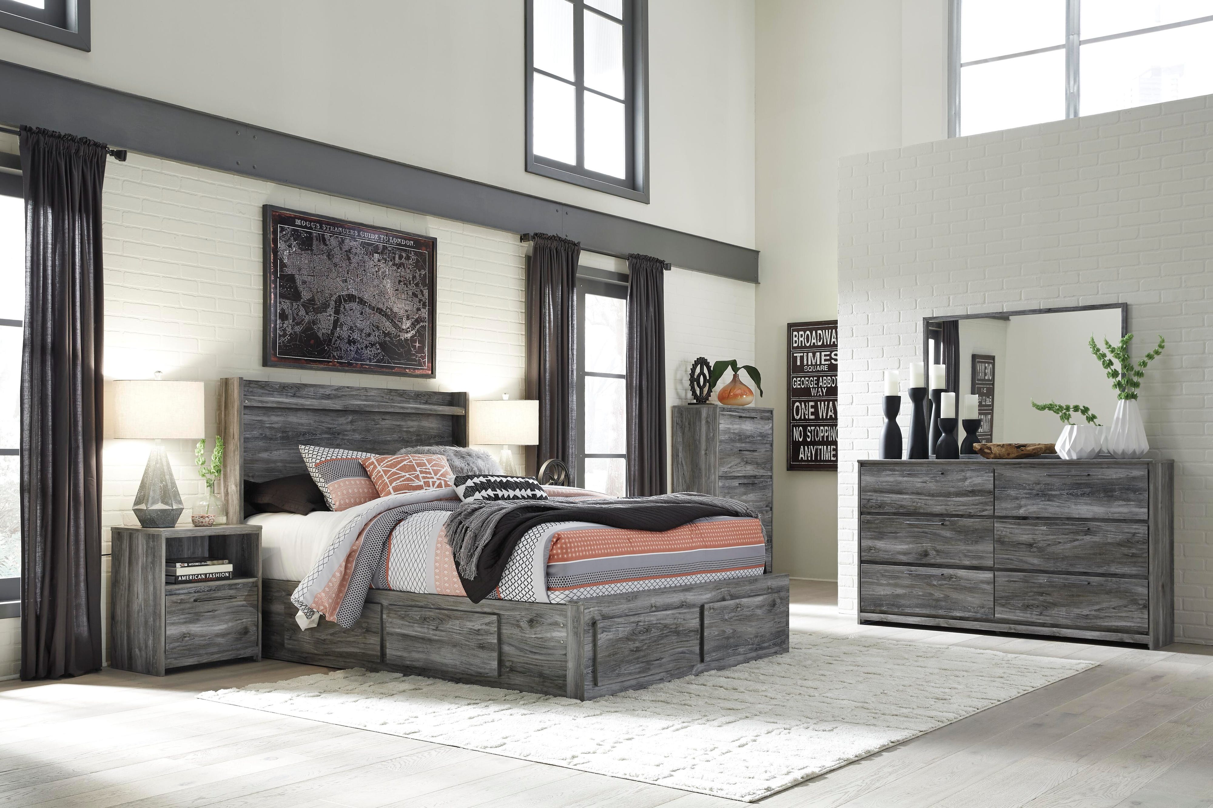 Baystorm Panel Bed with 6 Storage Drawers with Dresser