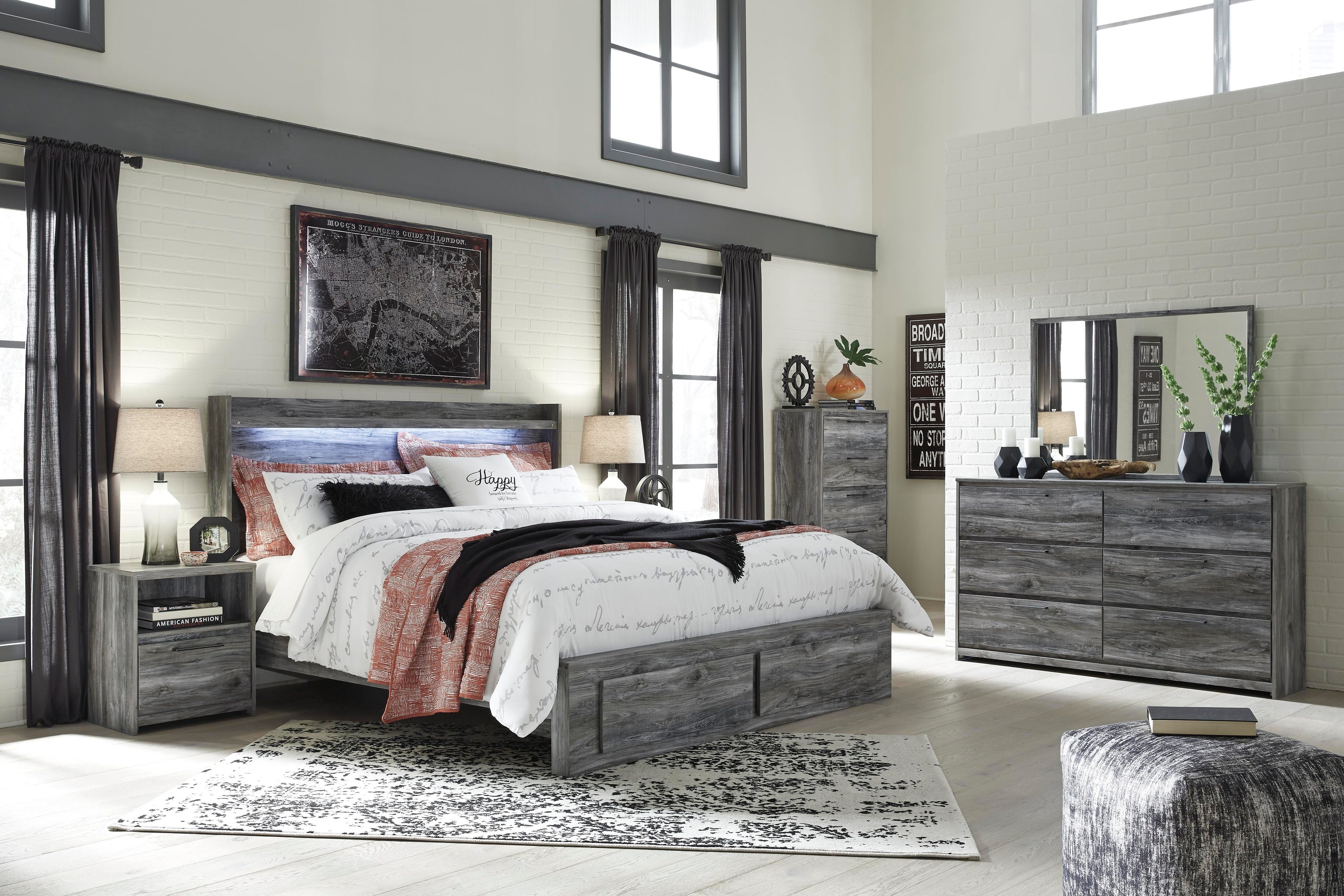 Baystorm Panel Bed with 4 Storage Drawers and Dresser