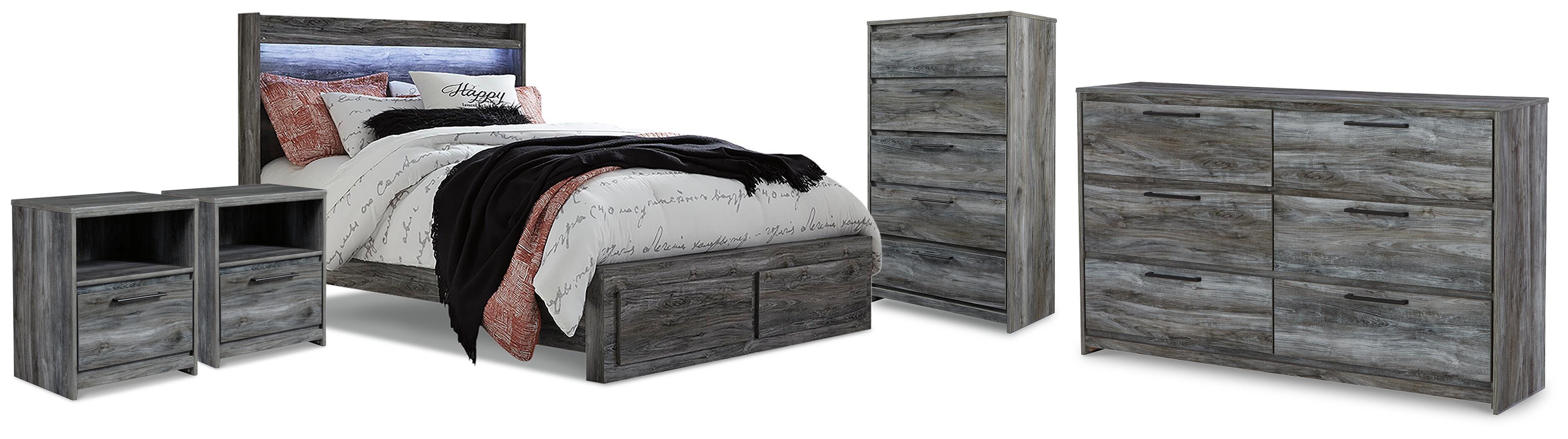 Baystorm Panel Storage Bed, Dresser, Chest and 2 Nightstands