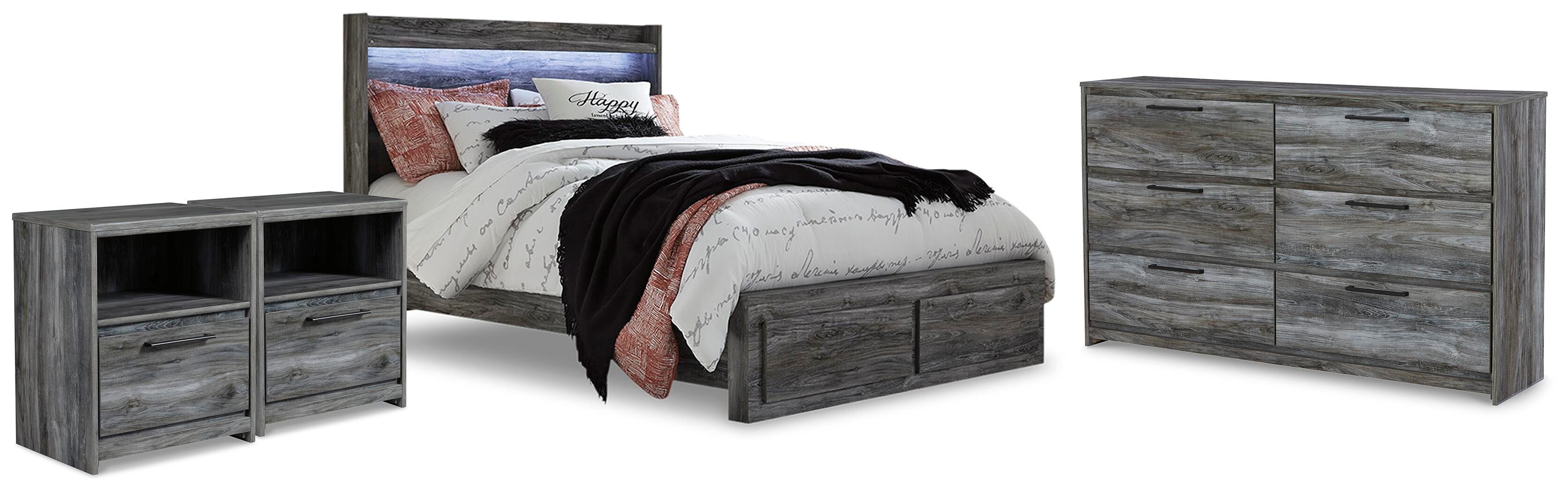 Baystorm Panel Storage Bed, Dresser and 2 Nightstands