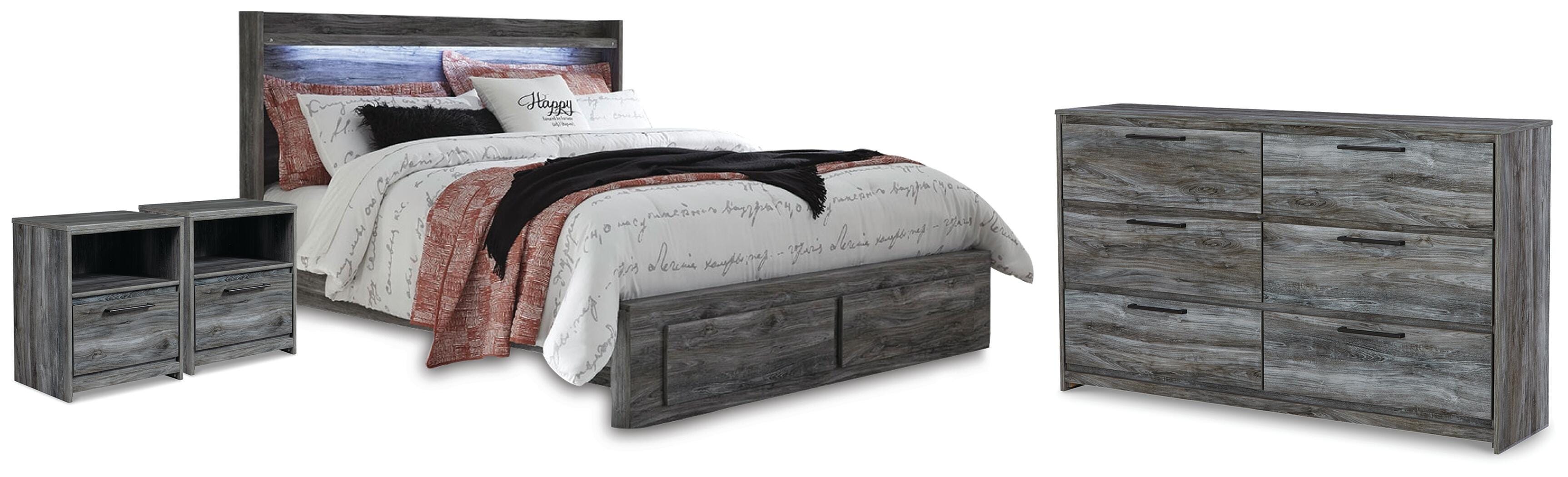 Baystorm Panel Storage Bed, Dresser and 2 Nightstands