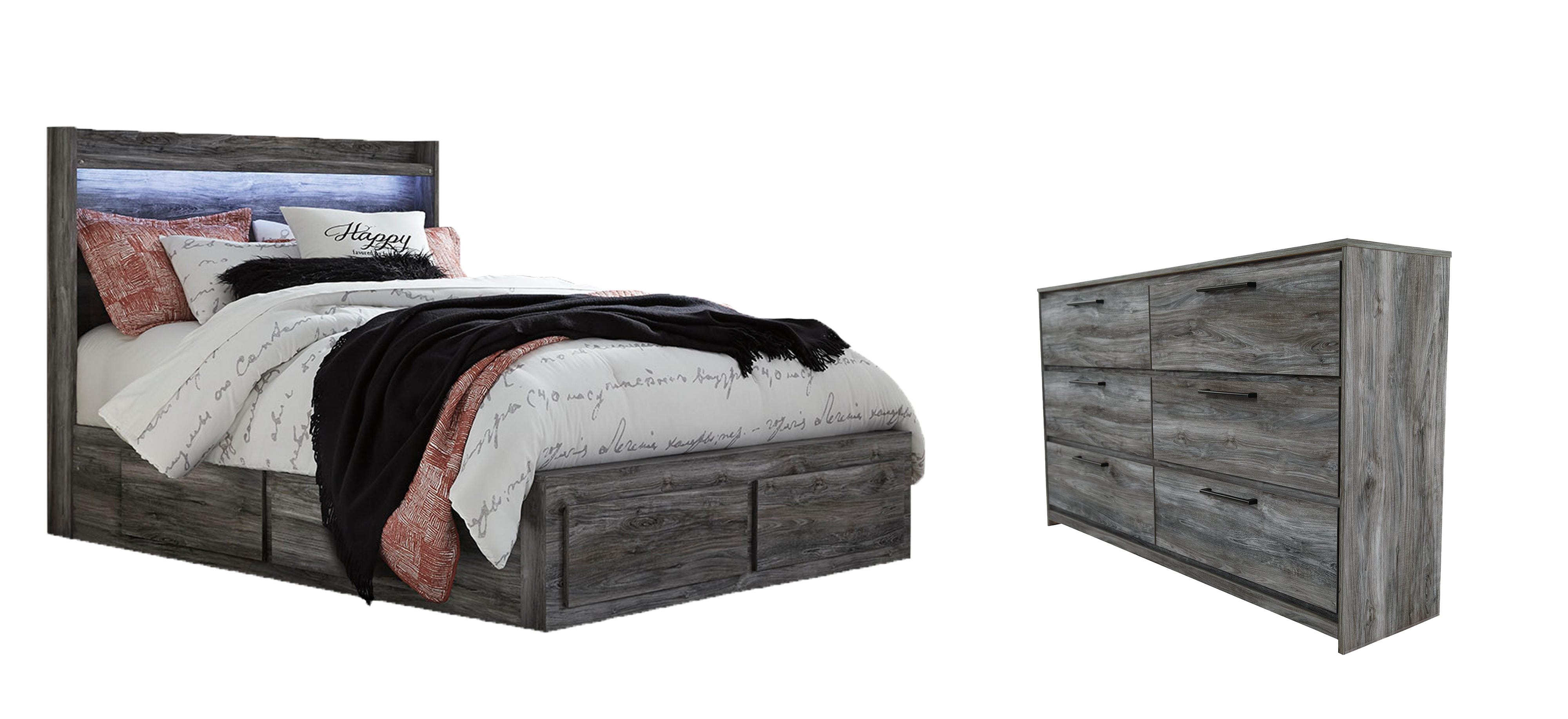 Baystorm Panel Bed with 6 Storage Drawers with Dresser