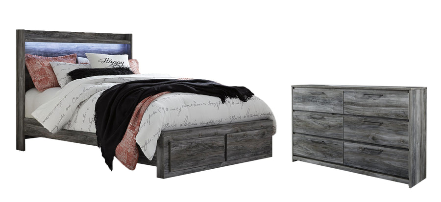 Baystorm Panel Bed with 2 Storage Drawers and Dresser