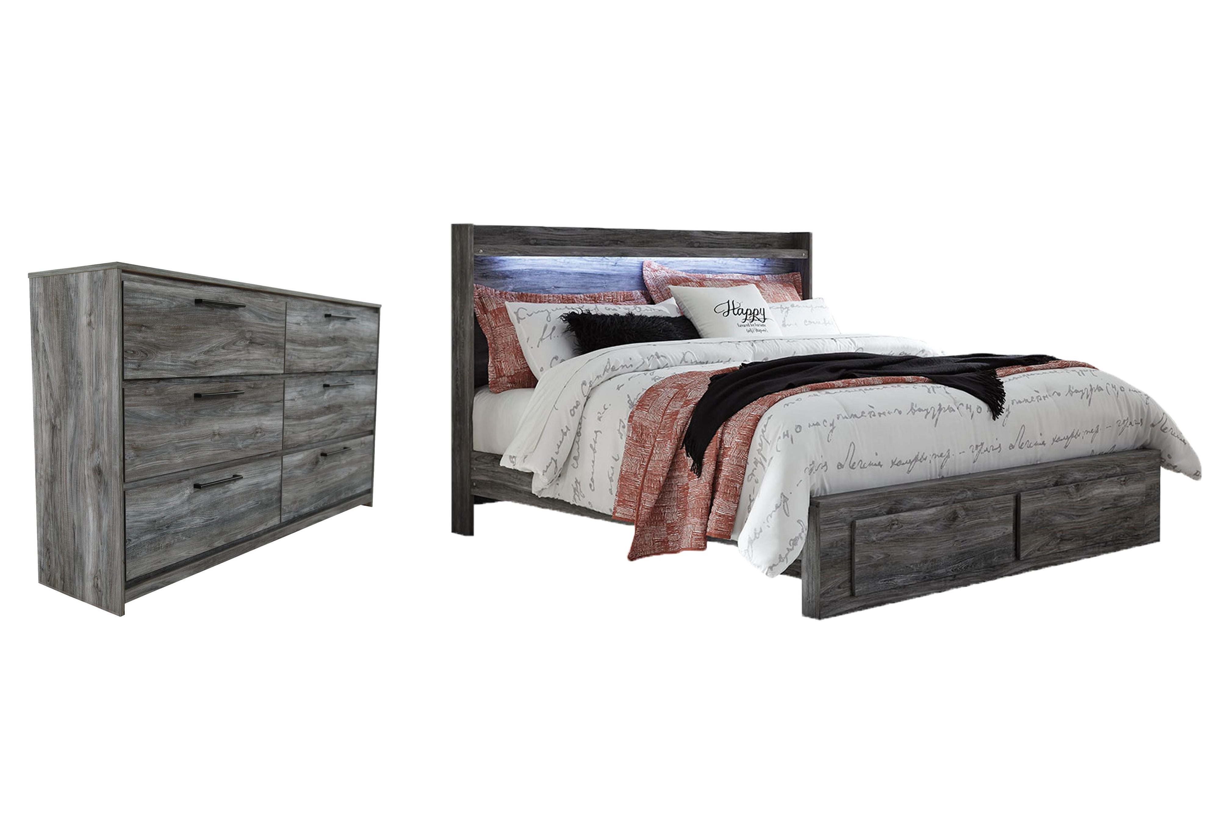 Baystorm Panel Bed with 2 Storage Drawers and Dresser