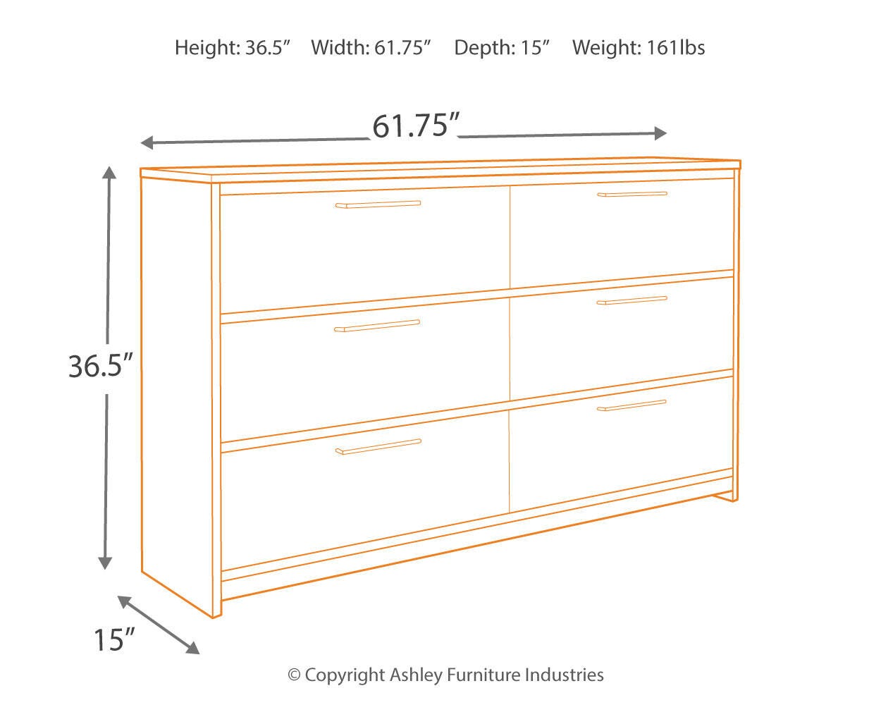 Baystorm Panel Bed with 6 Storage Drawers with Dresser