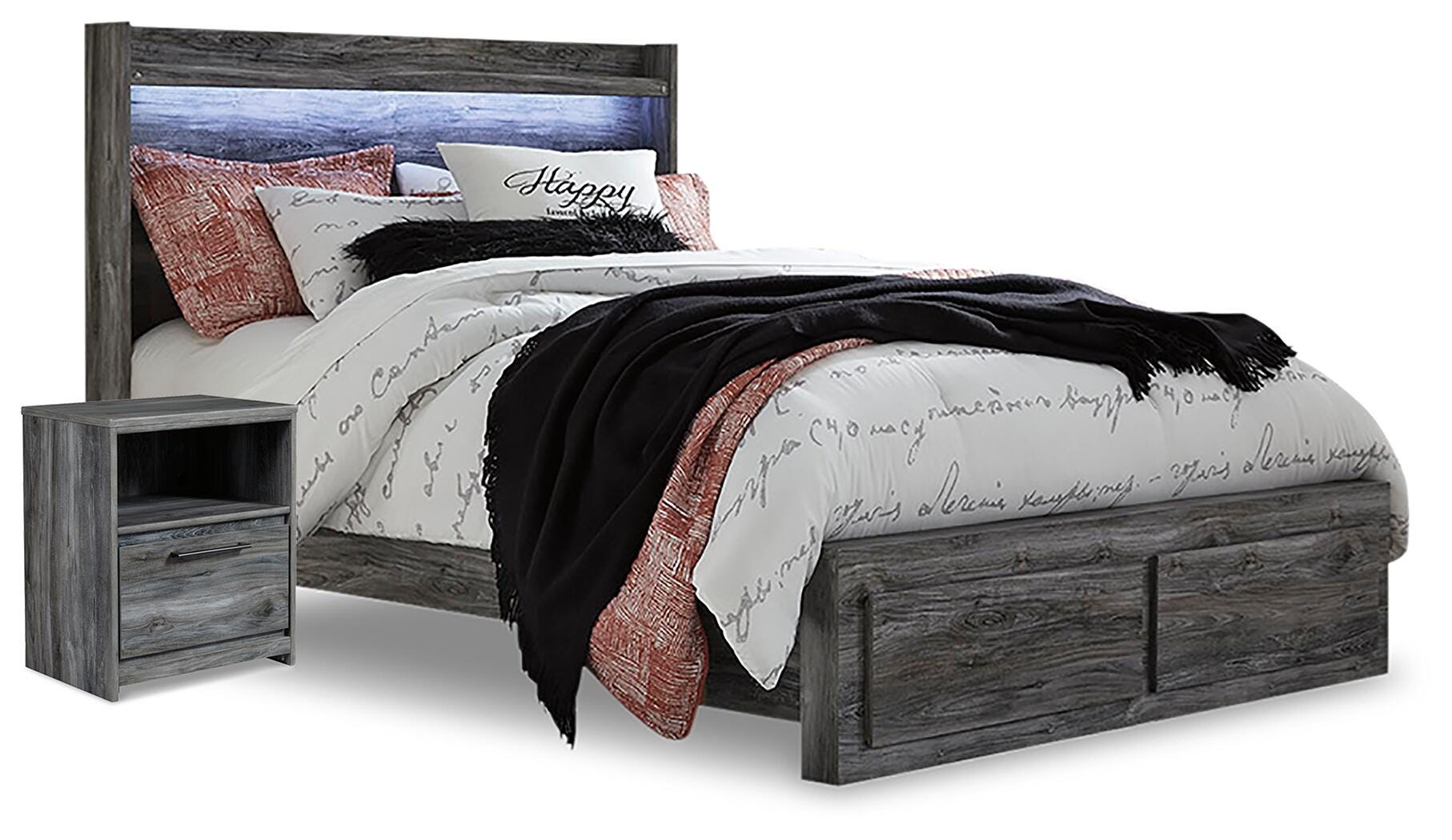 Baystorm Panel Storage Bed and Nightstand
