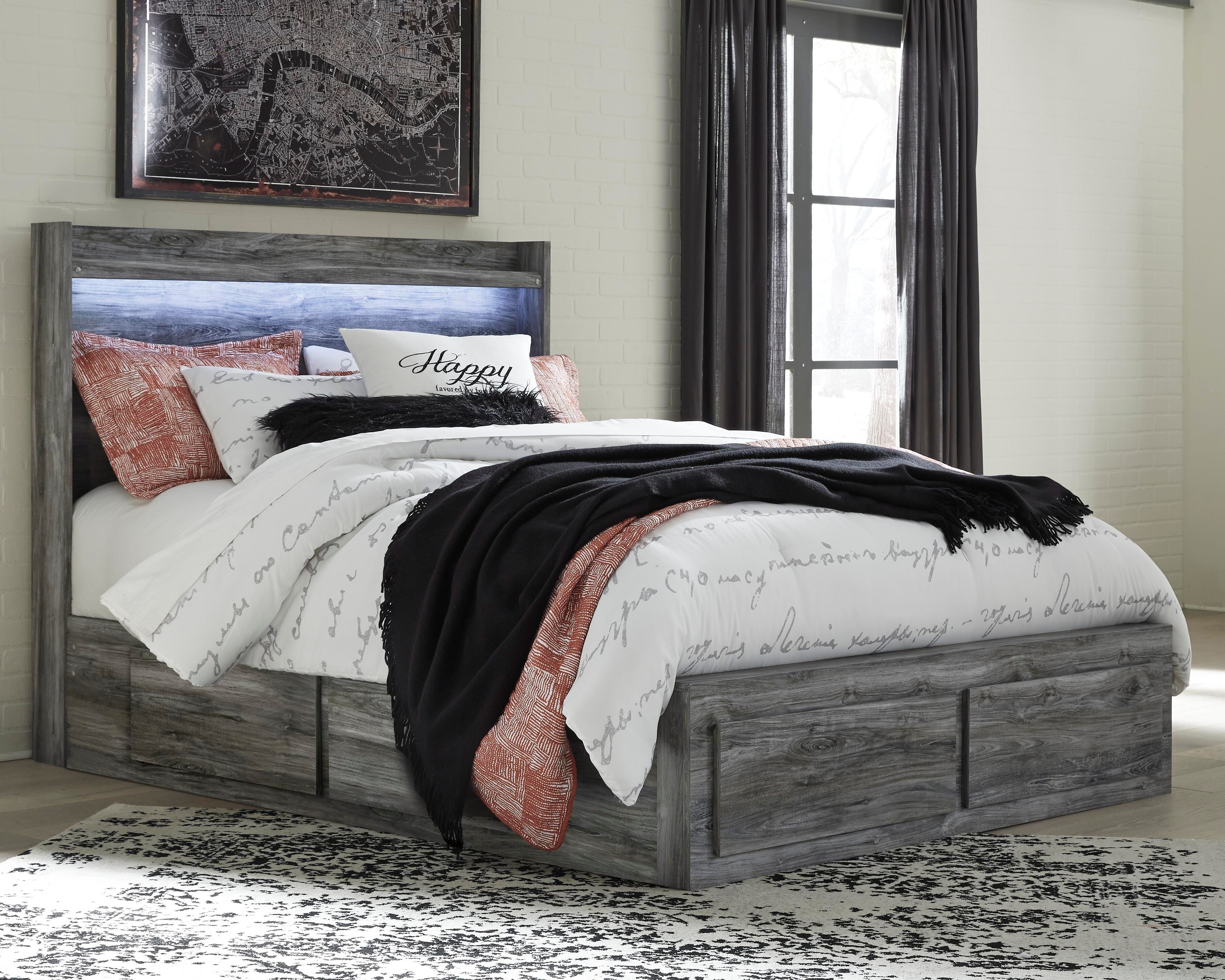 Baystorm Panel Bed with 2 Side Storage, Dresser, Mirror, and Nightstand