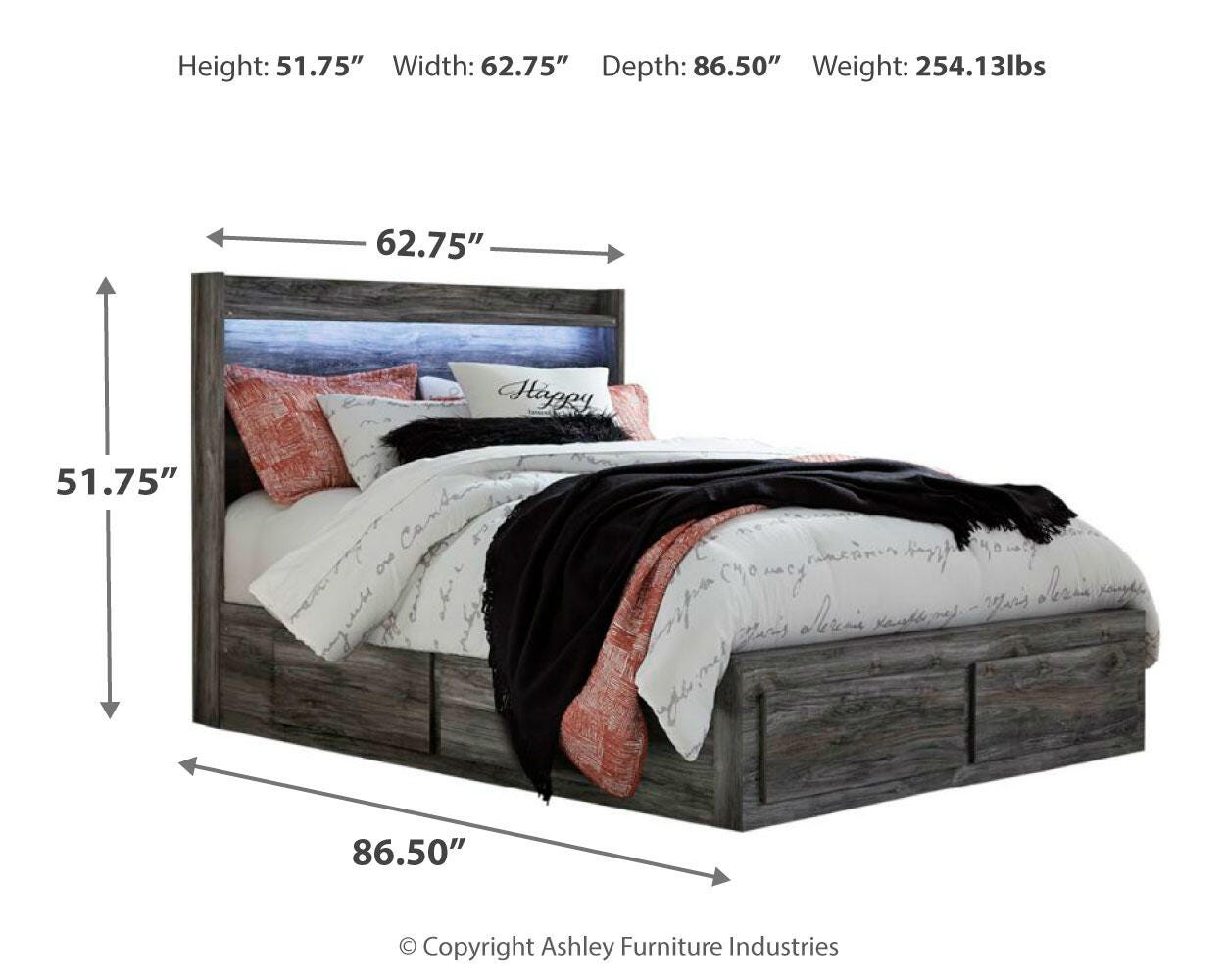 Baystorm Panel Bed with 6 Storage Drawers with Dresser