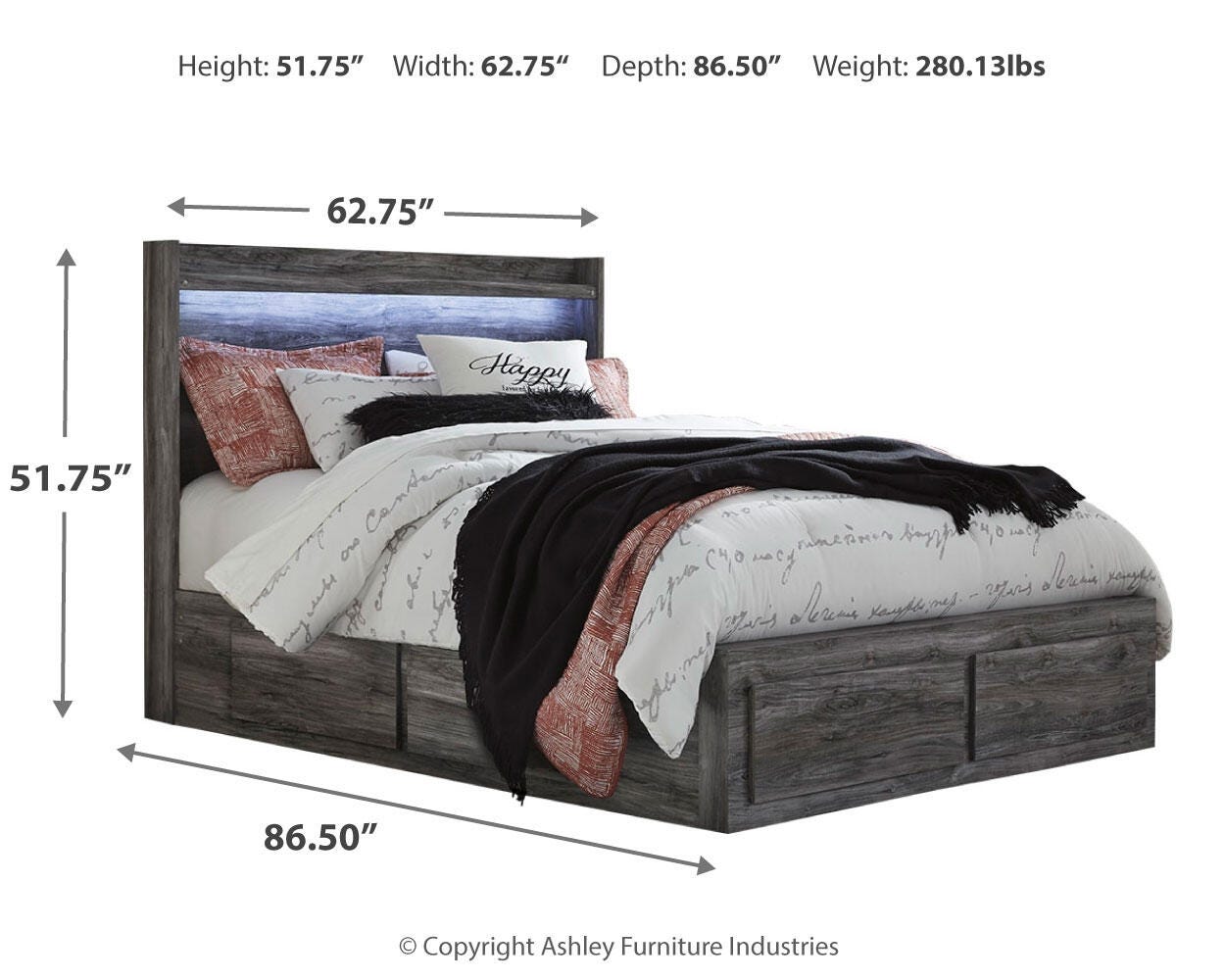 Baystorm Panel Bed with 2 Side Storage, Dresser, Mirror, and Nightstand