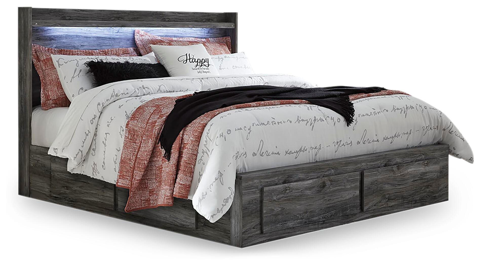 Baystorm Panel Bed with Storage, Dresser, Mirror and 2 Nightstands