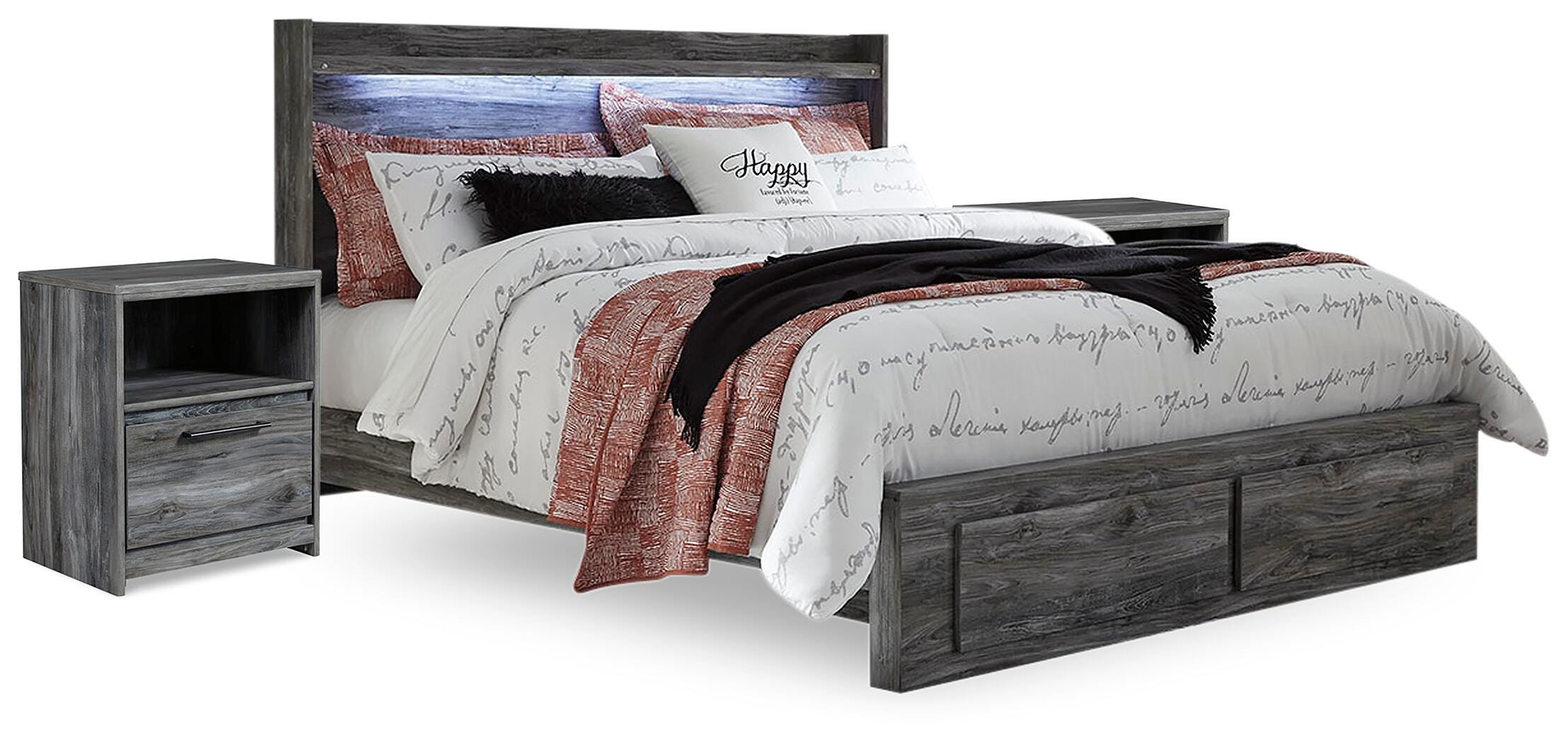 Baystorm Panel Storage Bed and 2 Nightstands