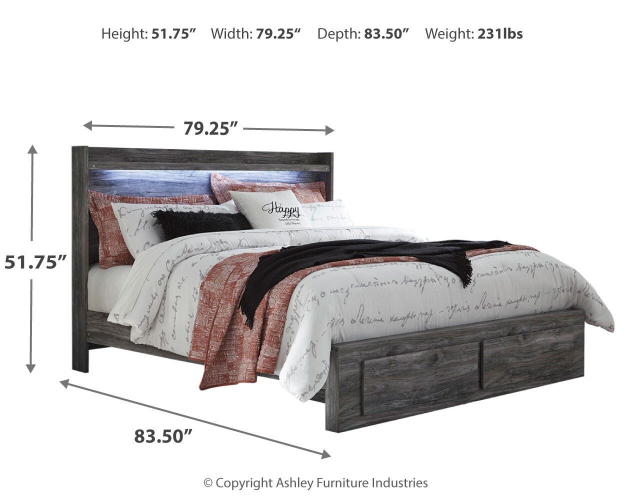 Baystorm Panel Bed with 2 Storage Drawers and Chest