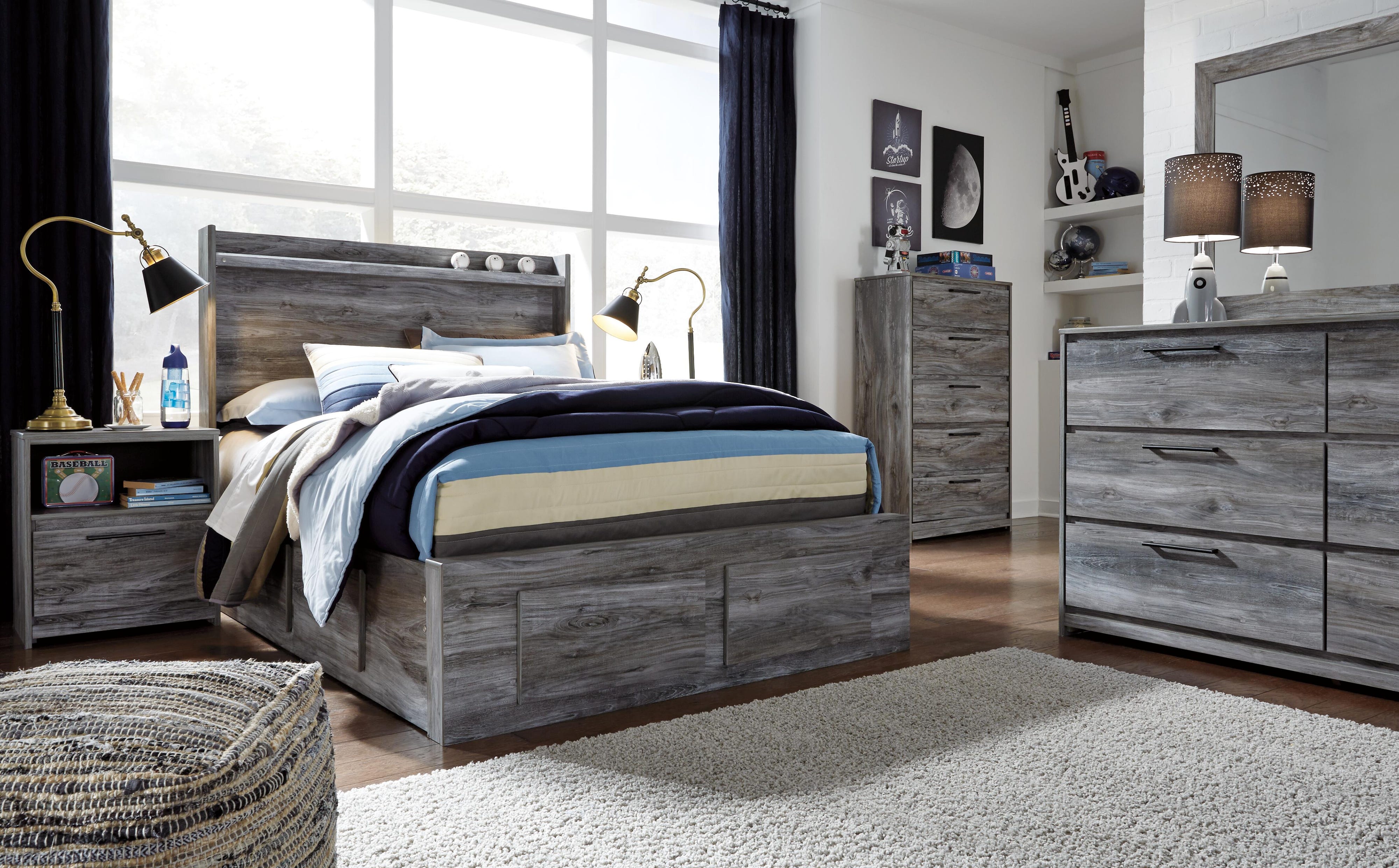 Baystorm Panel Storage Bed, Dresser and Mirror