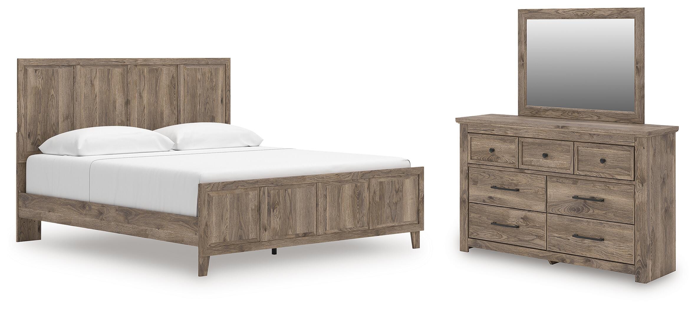 Rusticott Panel Bed, Dresser and Mirror