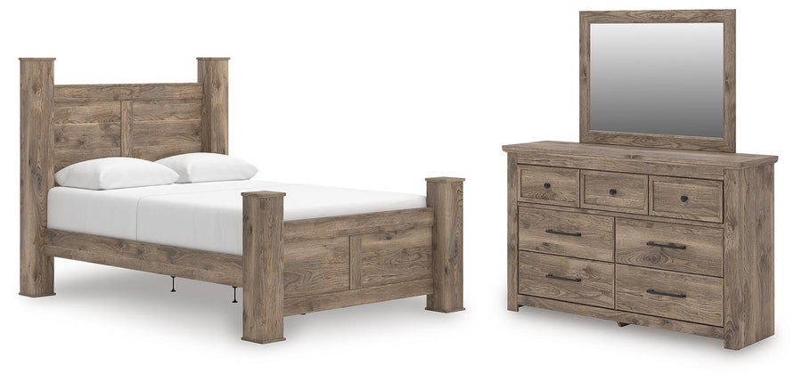 Rusticott Poster Bed, Dresser and Mirror