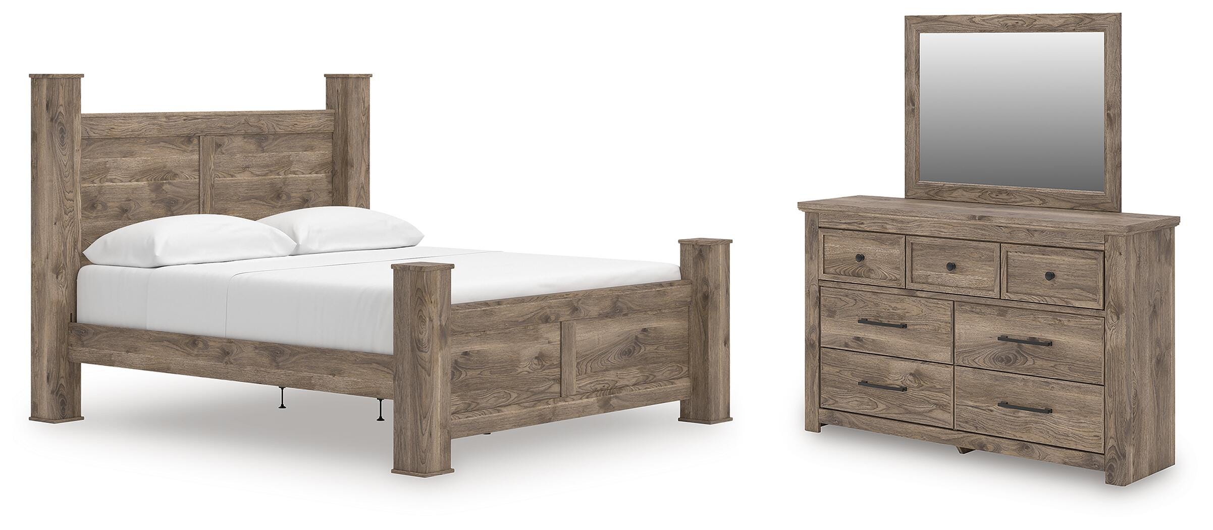 Rusticott Poster Bed, Dresser and Mirror