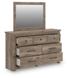 Rusticott Panel Bed with Mirrored Dresser and Nightstand