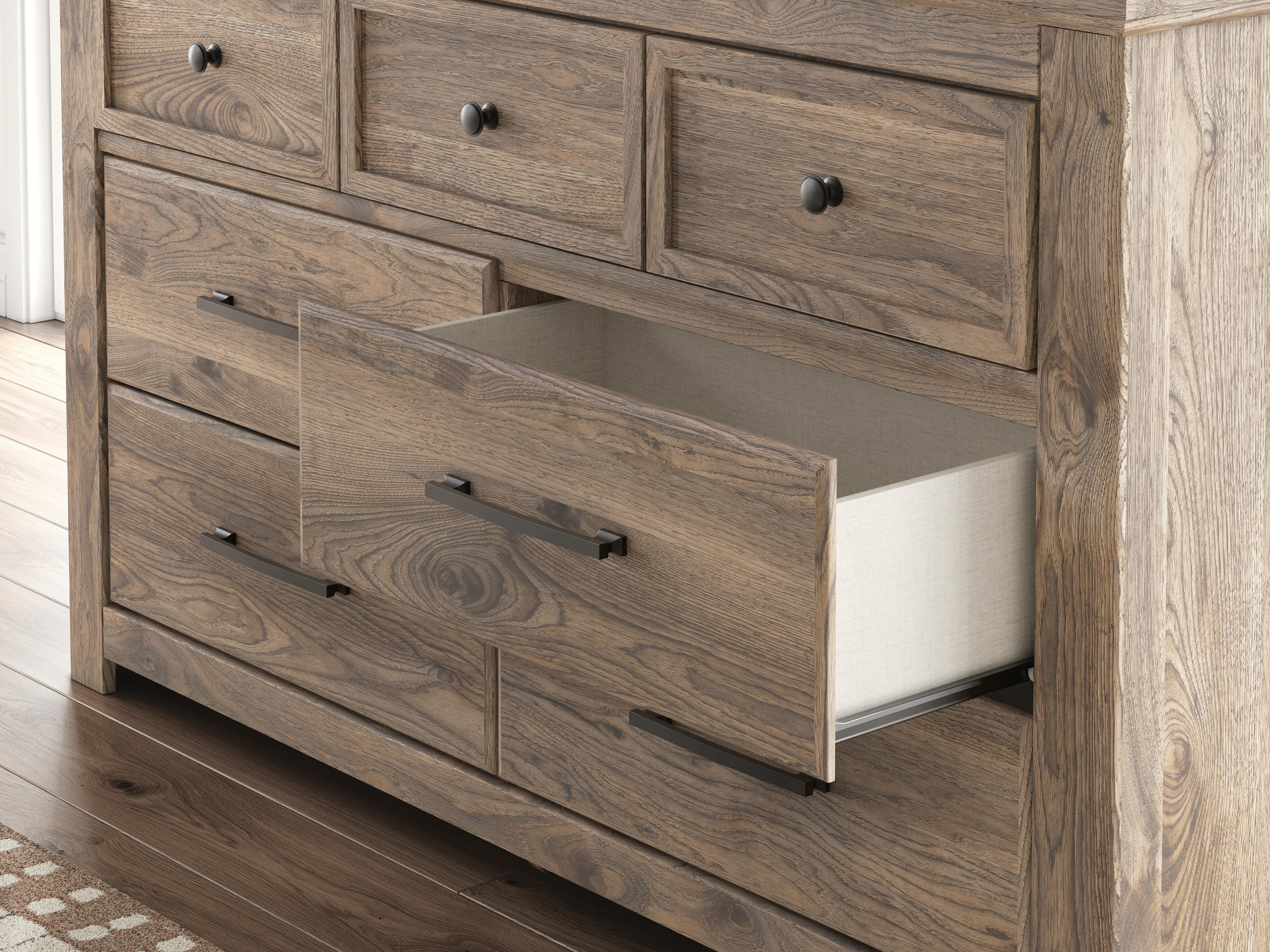 Rusticott Poster Bed, Dresser, Mirror and Nightstand