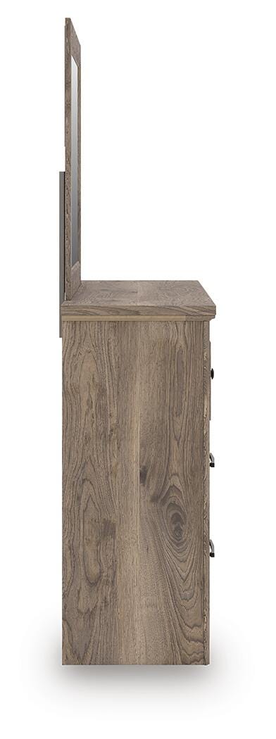 Rusticott Poster Bed, Dresser, Mirror and Nightstand