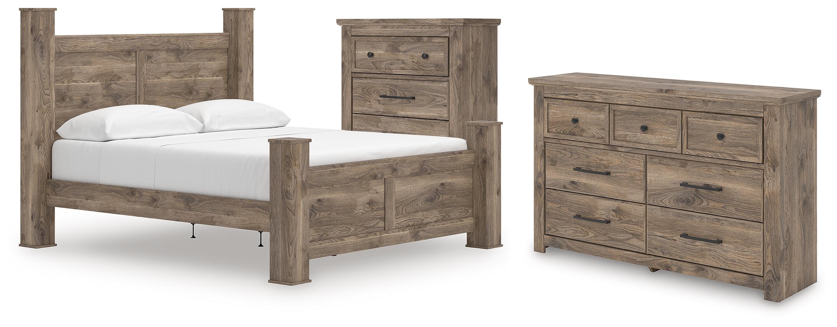Rusticott Poster Bed with Dresser and Chest