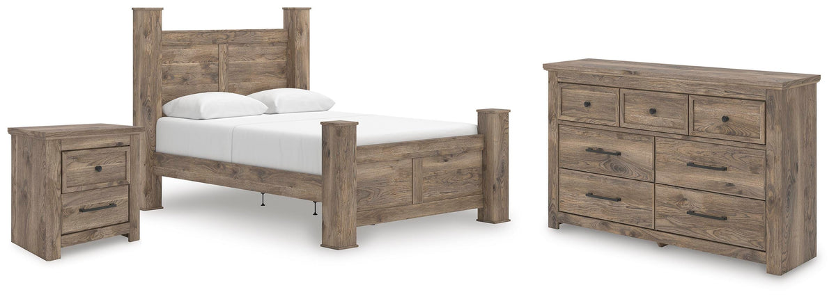 Rusticott Poster Bed, Dresser and Nightstand