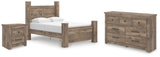 Rusticott Poster Bed, Dresser and Nightstand