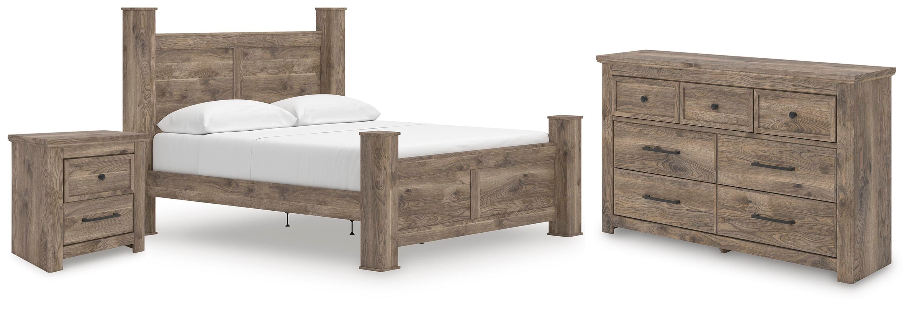 Rusticott Poster Bed, Dresser and Nightstand