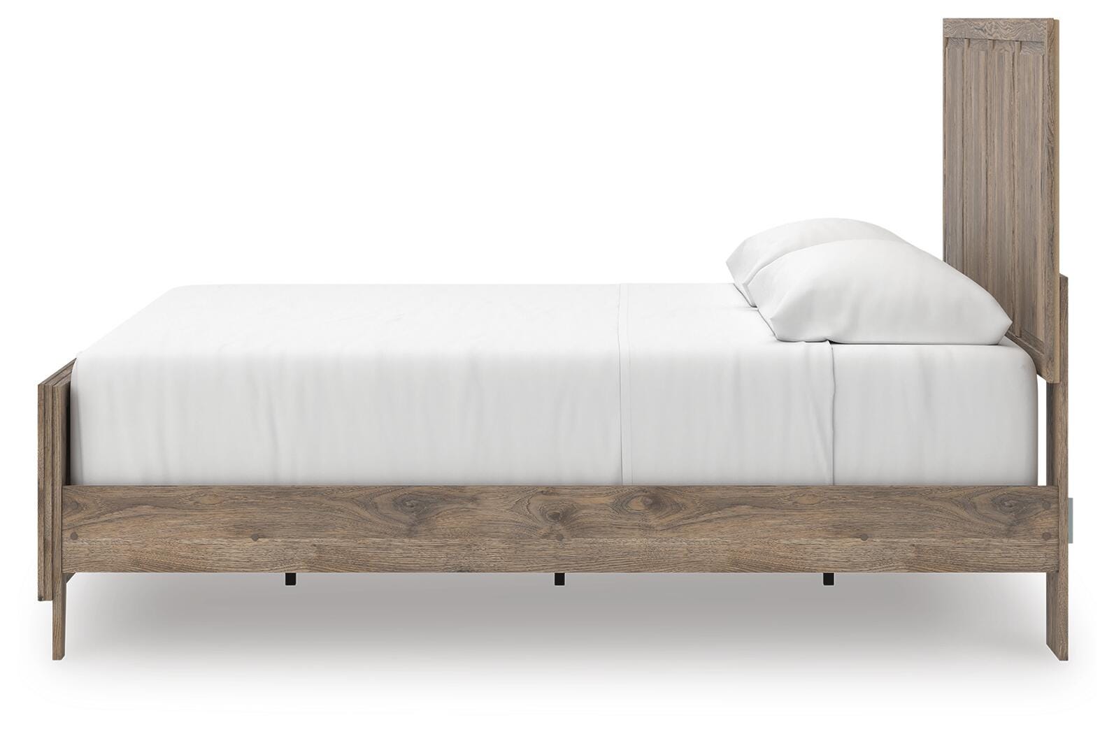 Rusticott Panel Bed with Mirrored Dresser and Nightstand