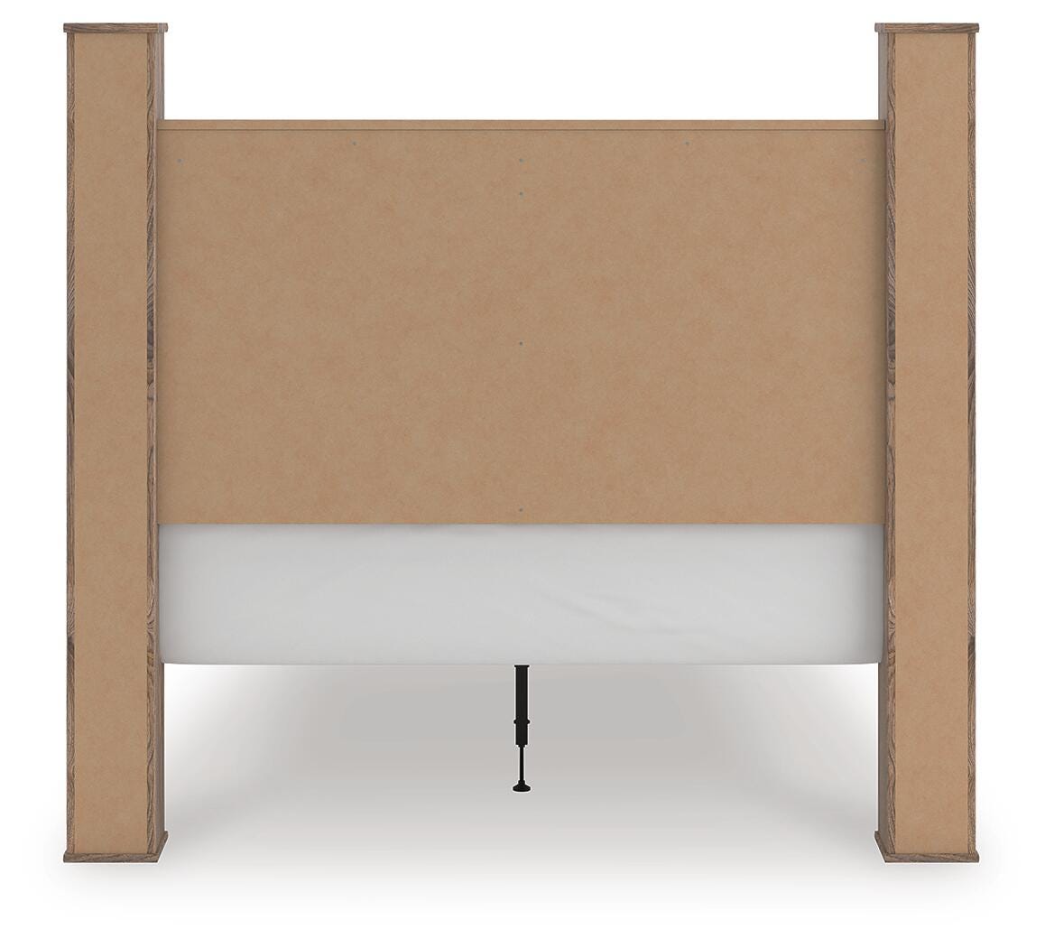 Rusticott Poster Bed, Dresser, Mirror and Nightstand