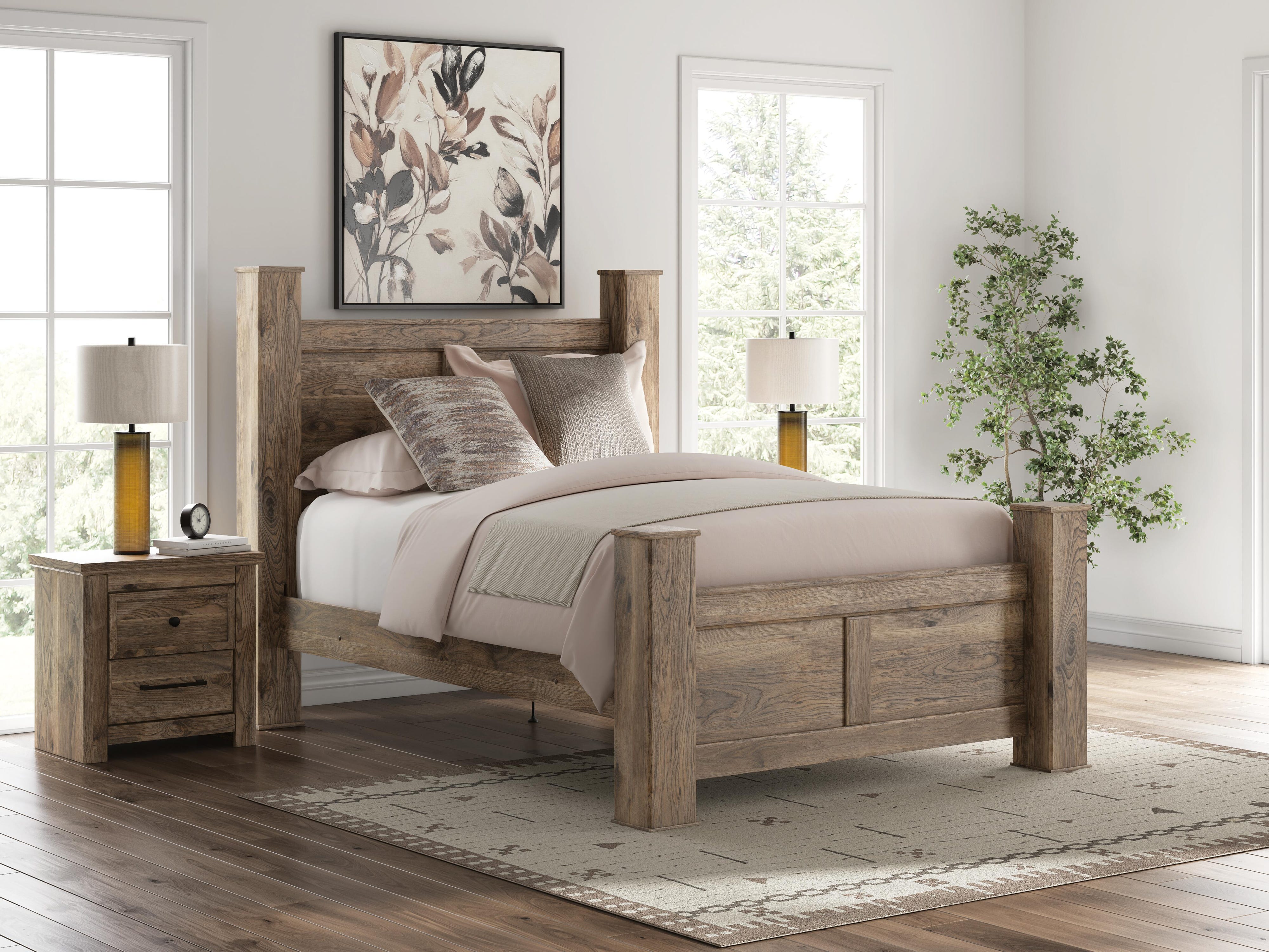 Rusticott Poster Bed with Dresser and Chest