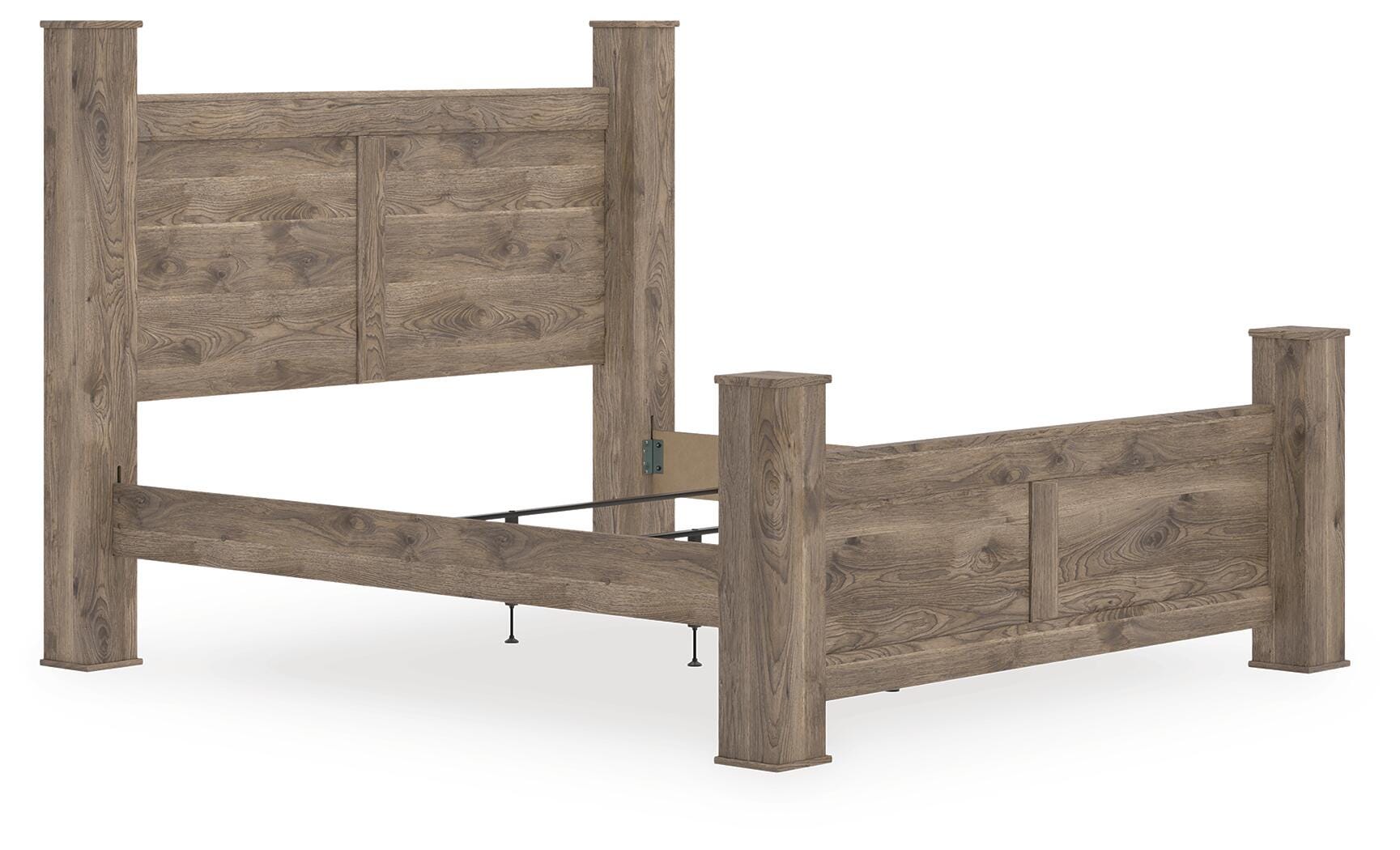 Rusticott Poster Bed, Dresser, Mirror and Nightstand