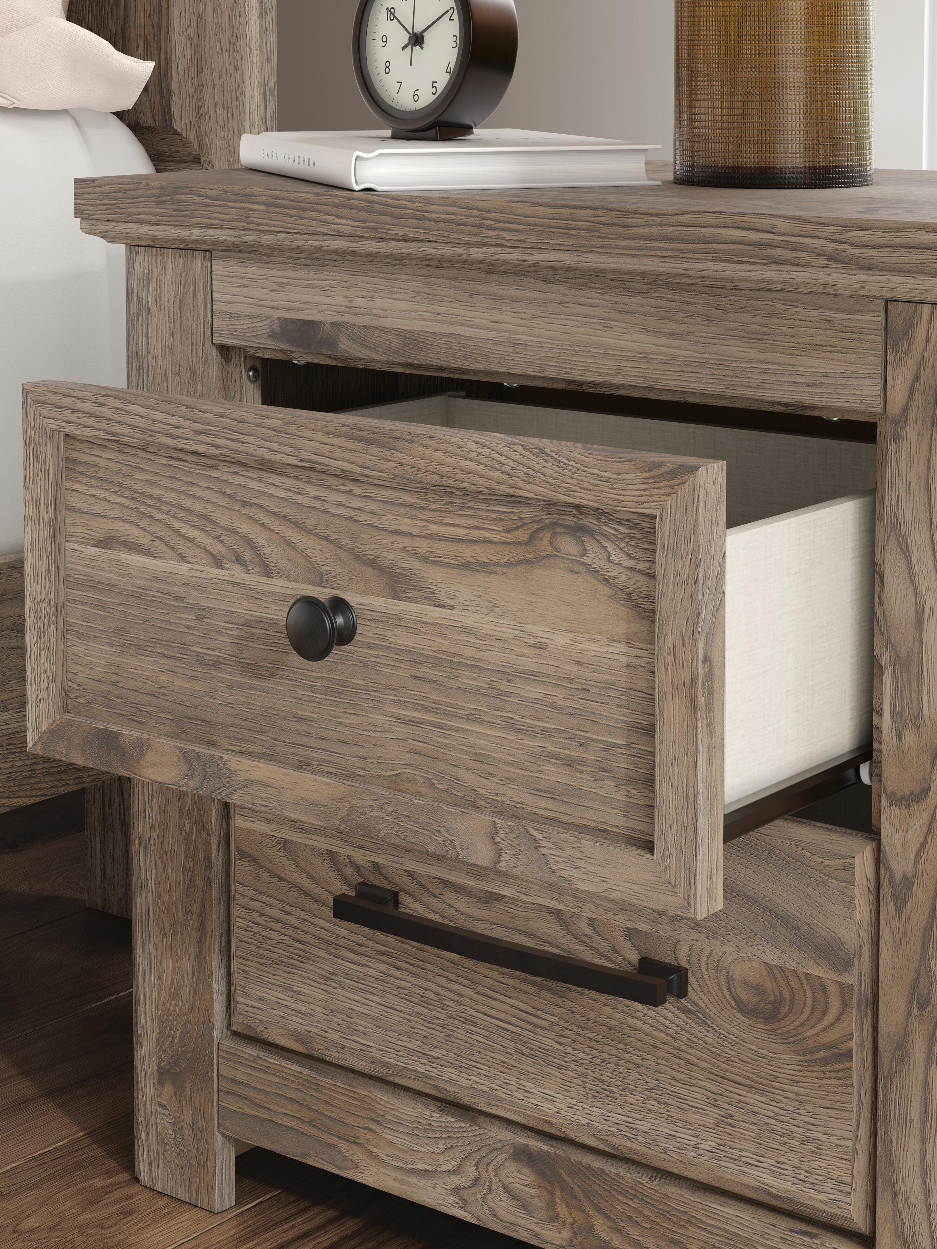 Rusticott Poster Bed, Dresser, Mirror and Nightstand