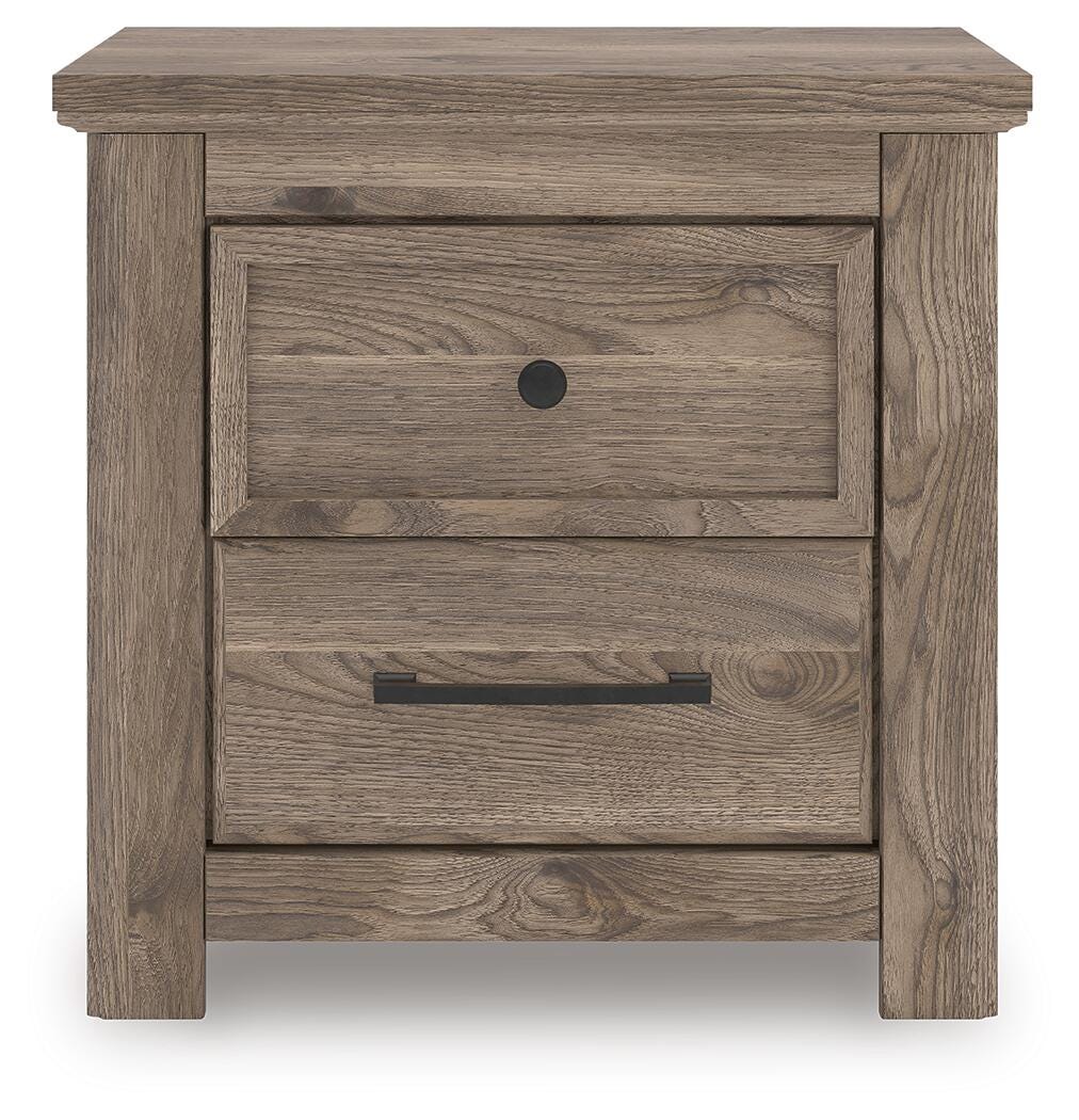 Rusticott Panel Bed with Mirrored Dresser and Nightstand