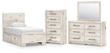 Lawroy Panel Bed with Storage, Dresser, Mirror and Chest