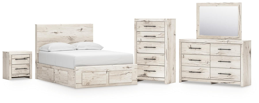 Lawroy Panel Storage Bed, Dresser, Mirror, Chest and Nightstand