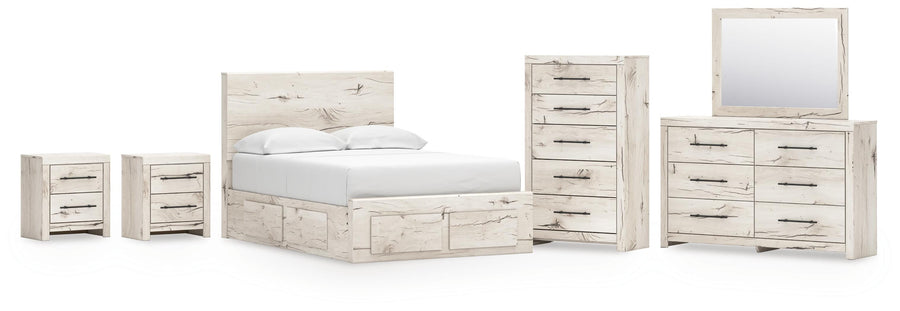 Lawroy Panel Storage Bed, Dresser, Mirror, Chest and 2 Nightstands